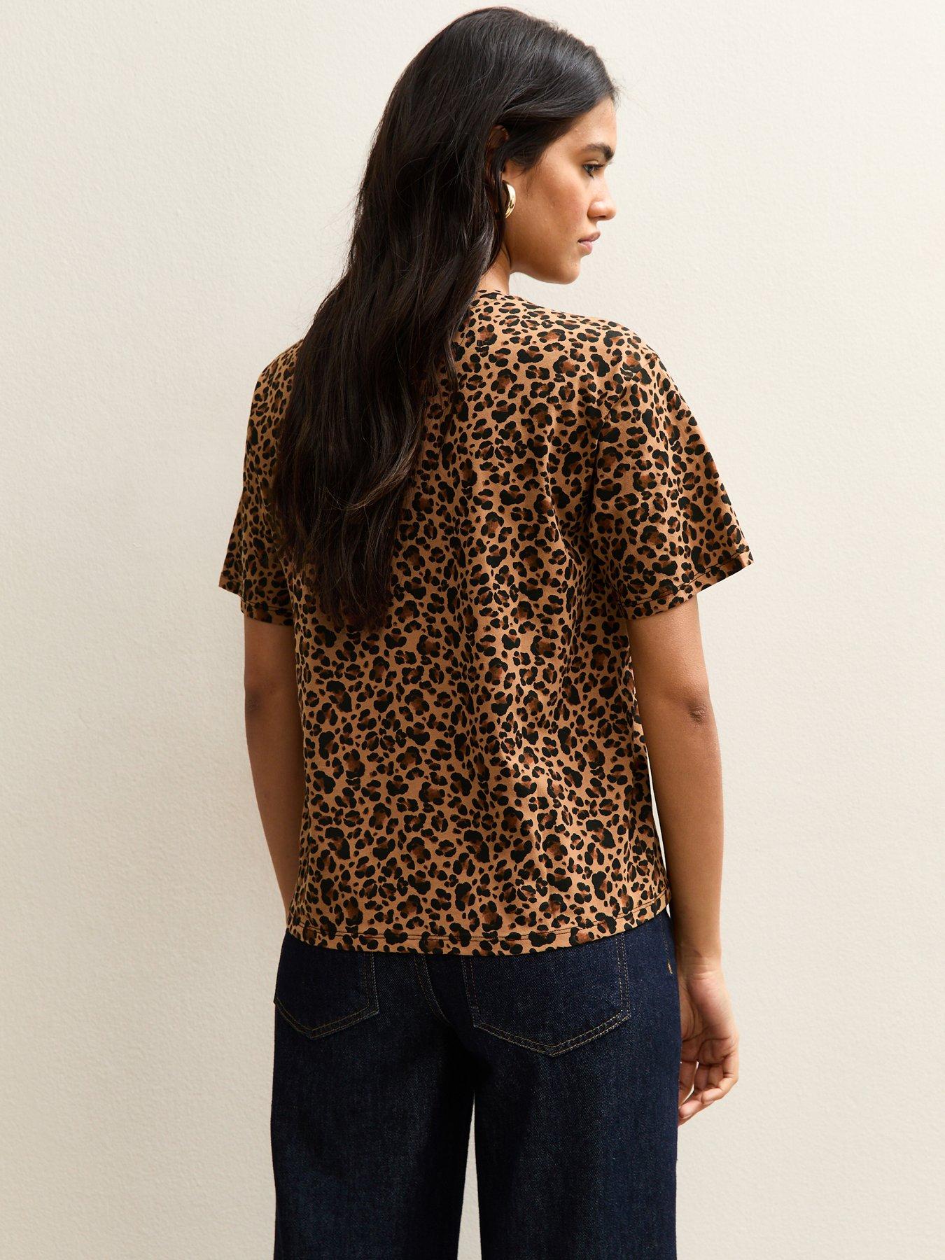 Image 2 of 5 of New Look Leopard Print T-Shirt - Brown