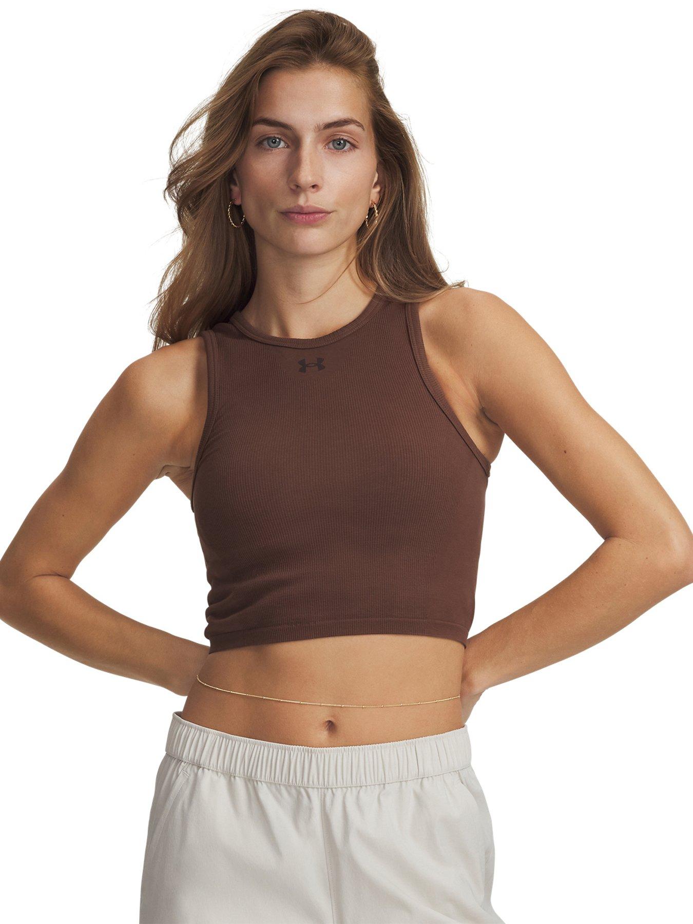 under-armour-womens-cotton-seamless-tank-brownfront