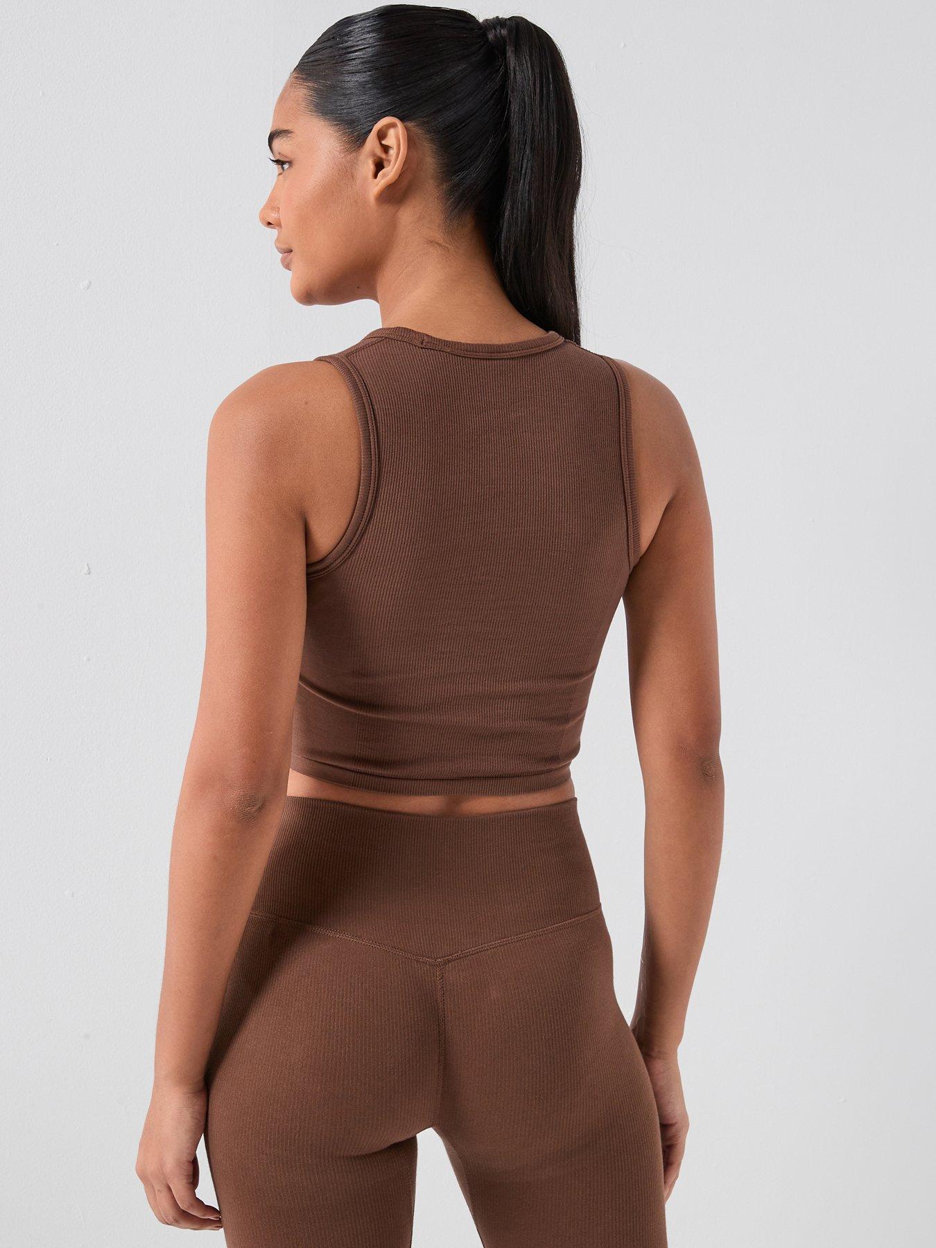 under-armour-womens-cotton-seamless-tank-brownstillFront