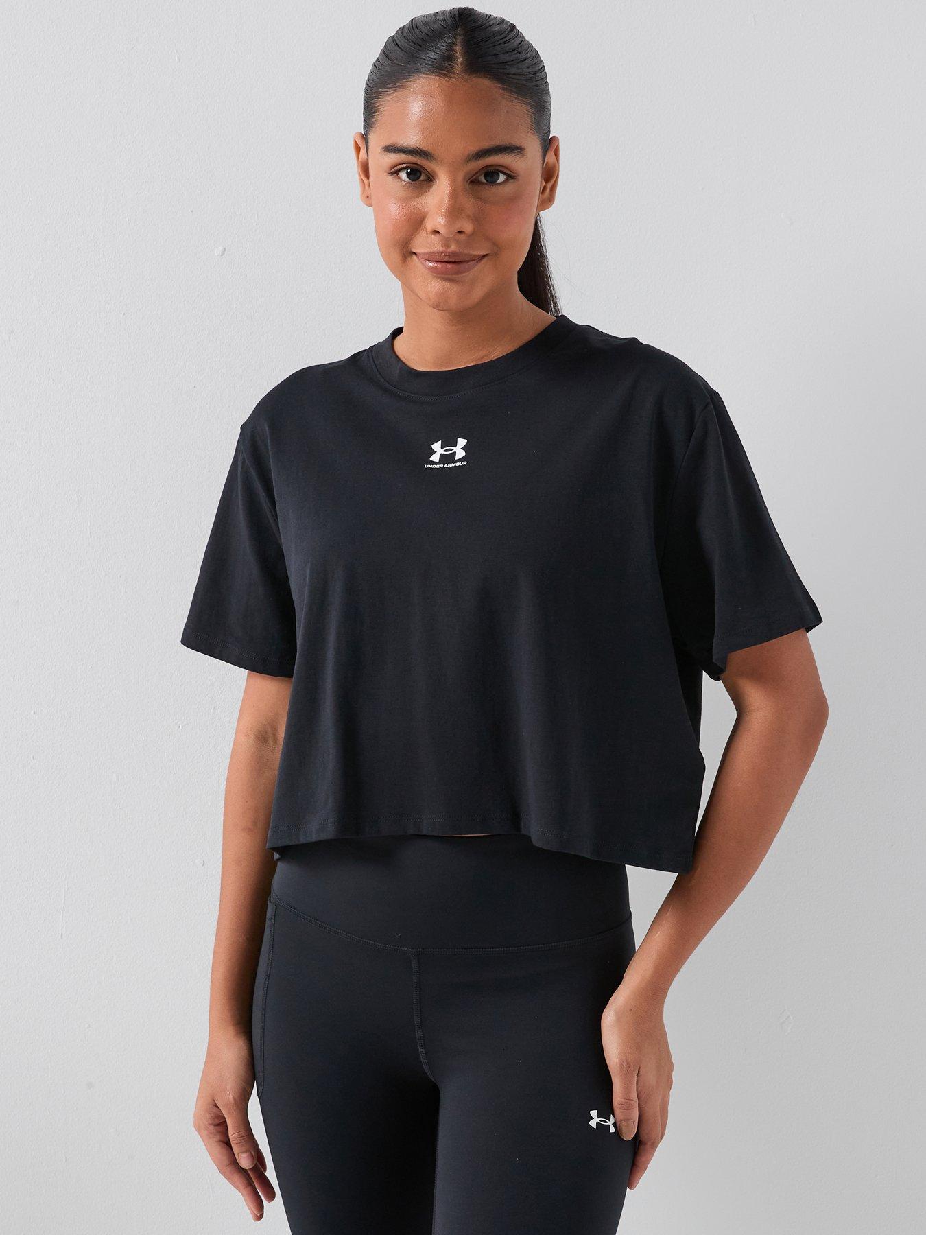 UNDER ARMOUR Womens Rival Knit Short Sleeve T-shirt - Black