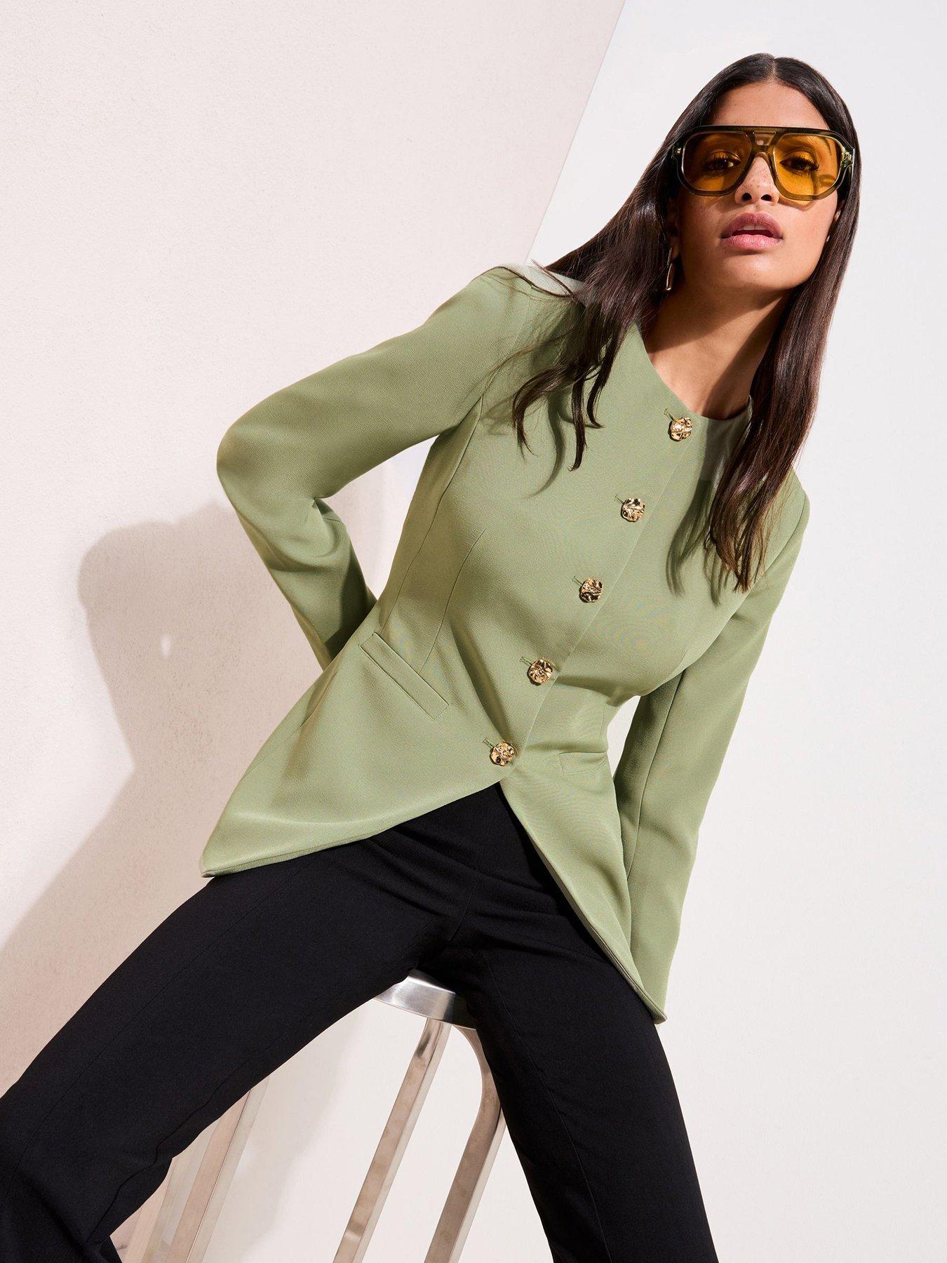 friends-like-these-collarless-blazer-greenfront