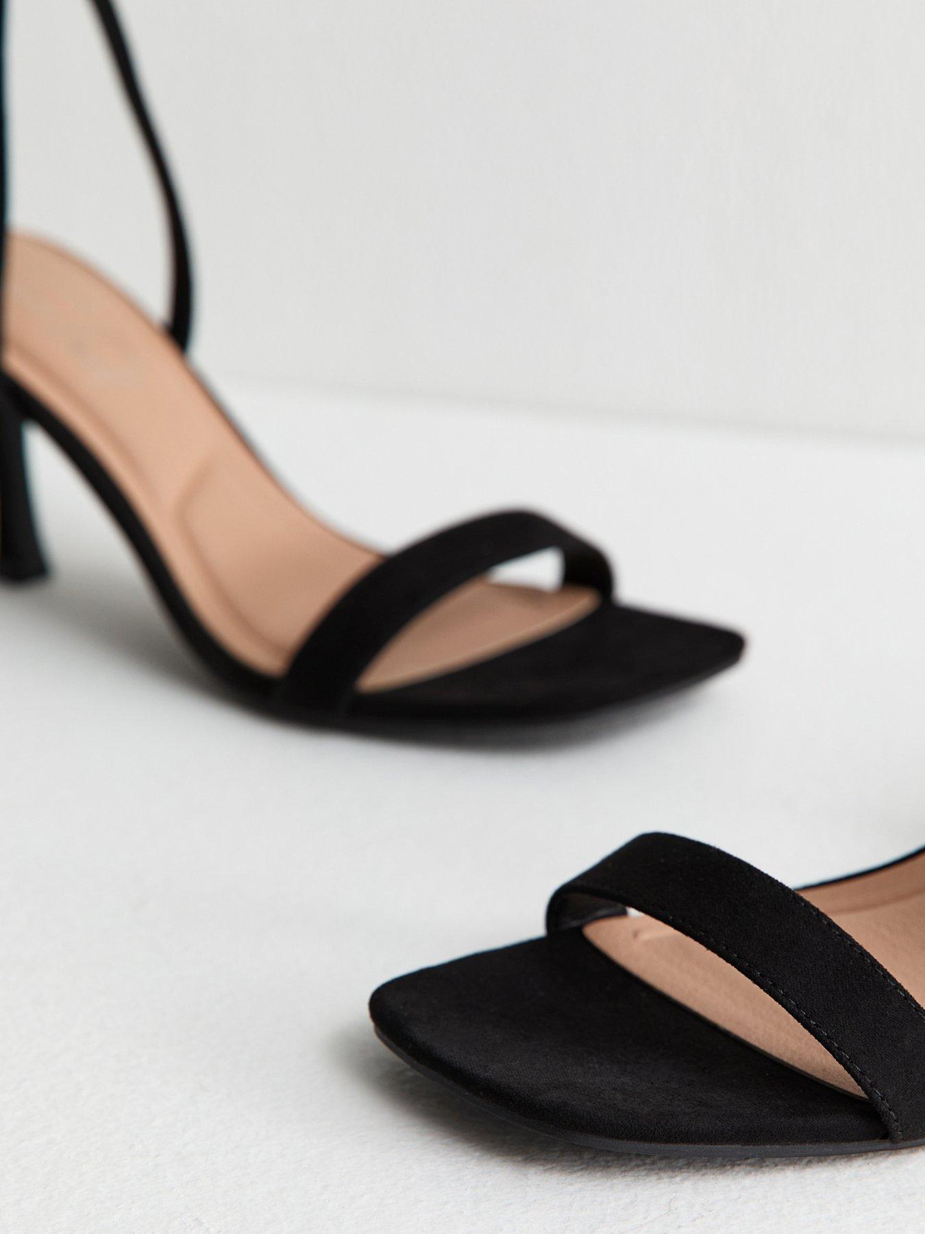 New Look Black Faux Suede Square Top Stiletto Sandals | Very Ireland