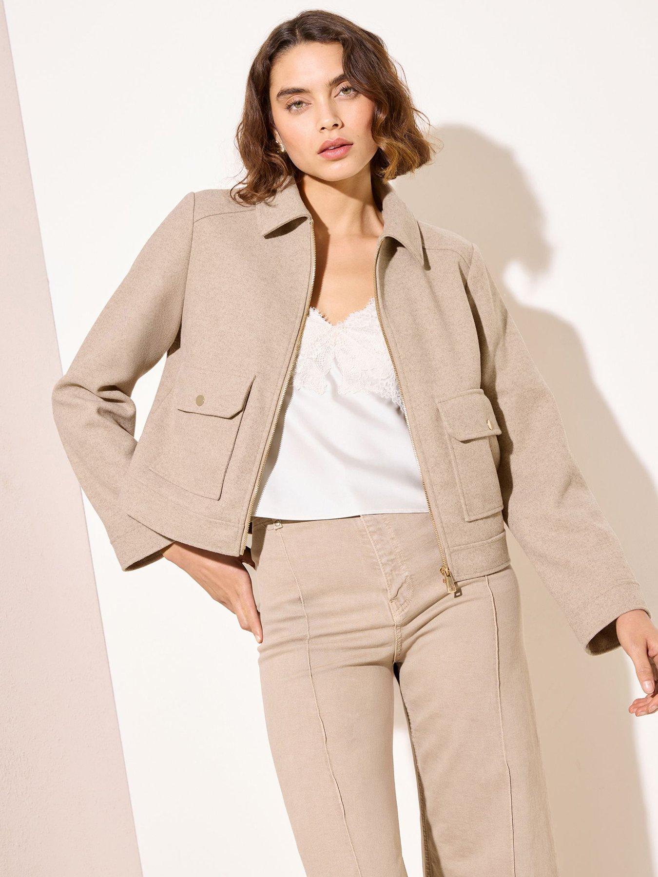Friends Like These Short Zip Thru Cosy Coat - Beige
