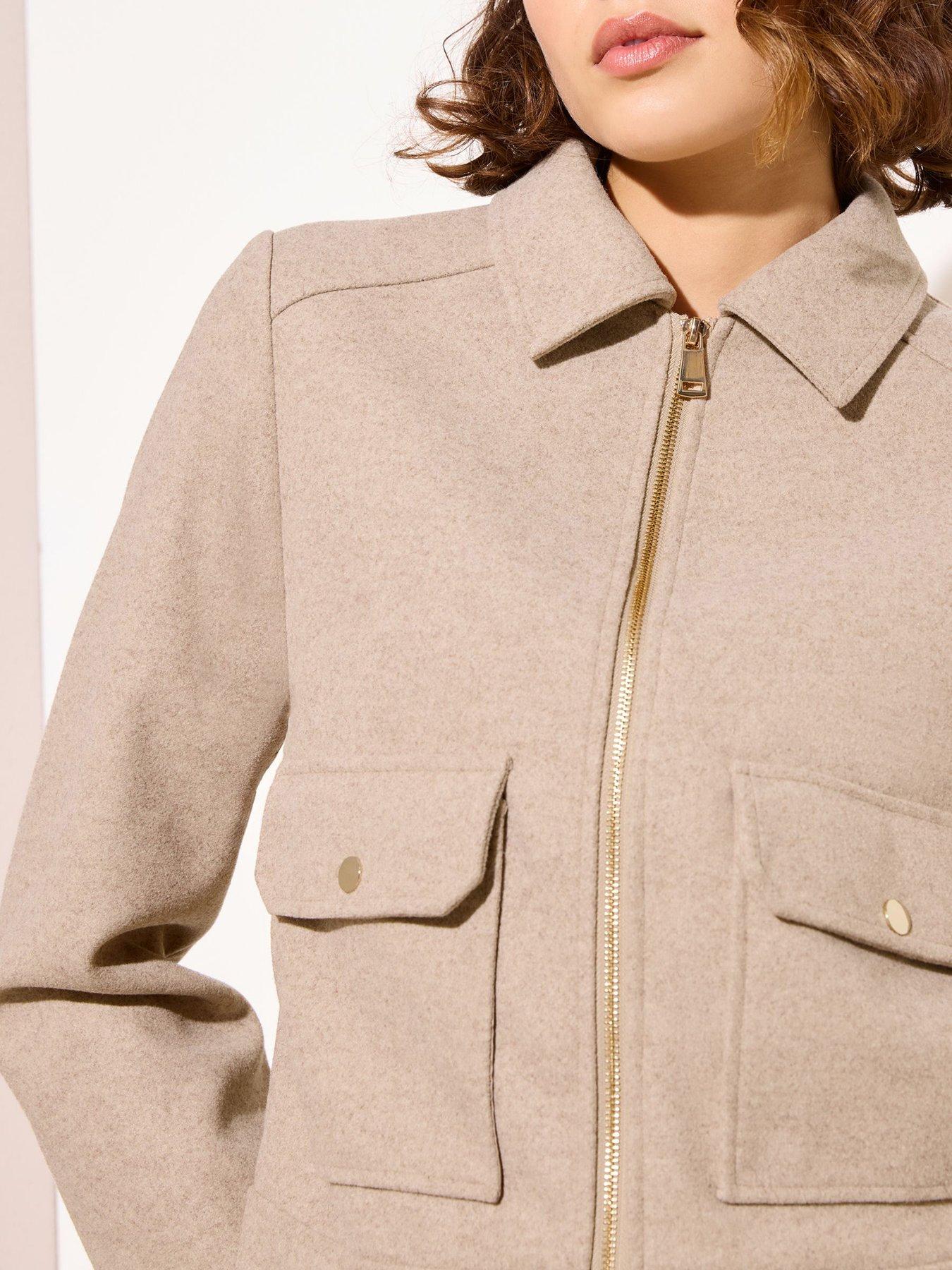 Image 5 of 5 of Friends Like These Short Zip Thru Cosy Coat - Grey