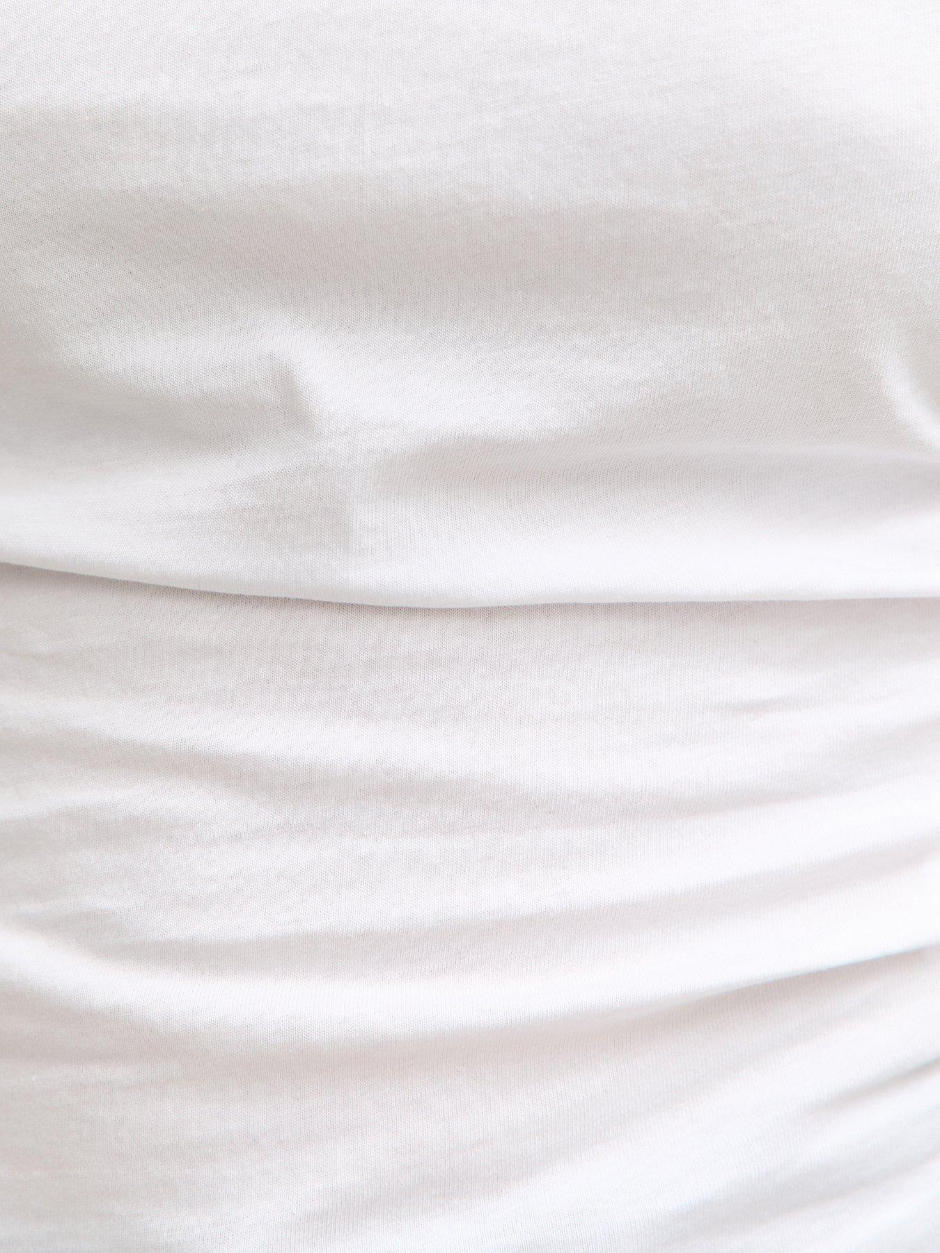 Image 5 of 5 of New Look White Ruched Waist Crew Neck T-shirt
