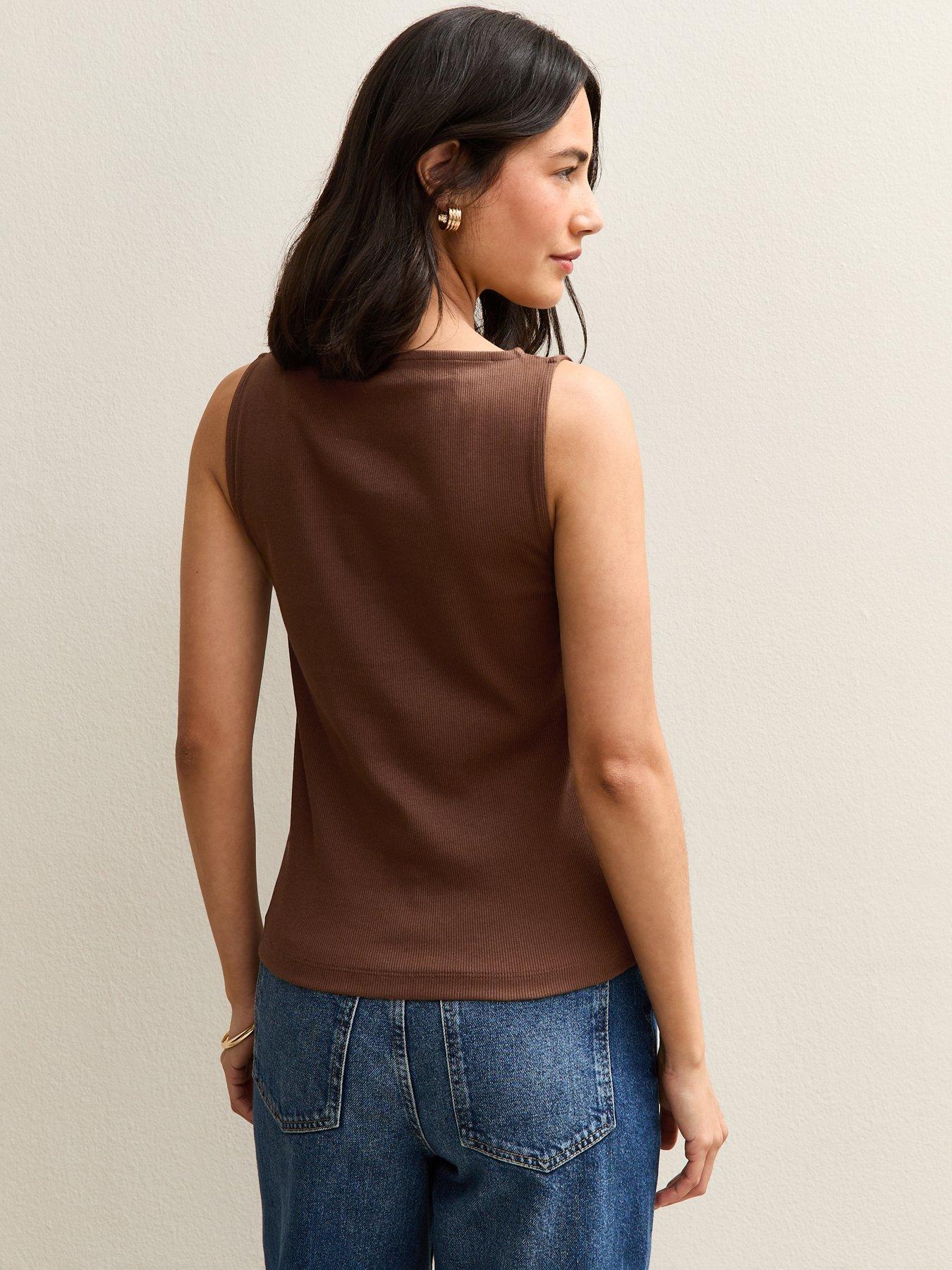 Image 2 of 5 of New Look Button Through Tank Top - Brown