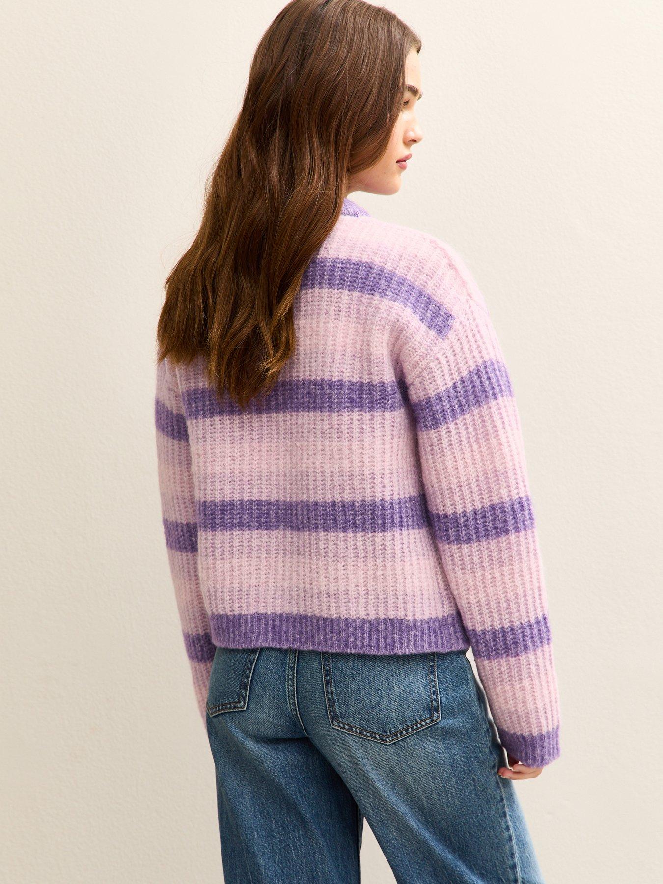 new-look-light-purple-stitchy-stripe-knit-cardiganstillFront