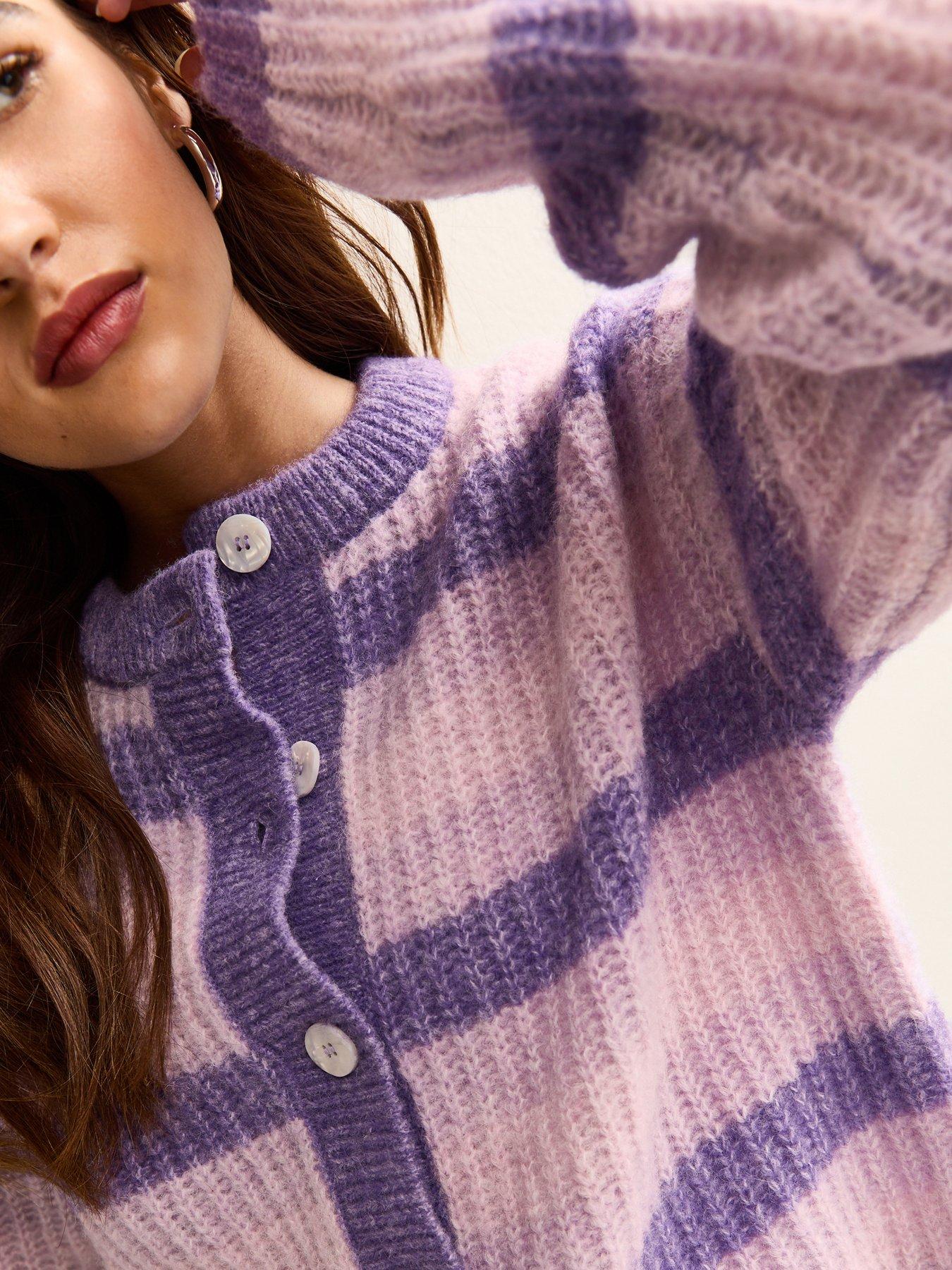 new-look-light-purple-stitchy-stripe-knit-cardiganoutfit