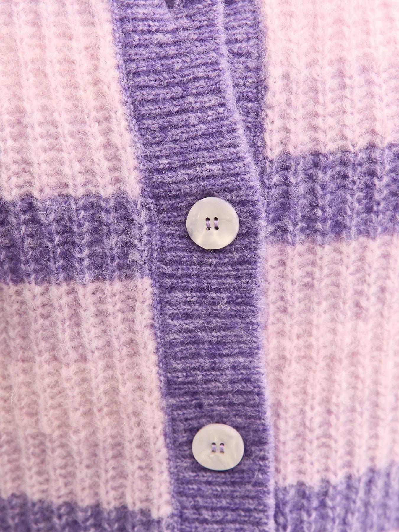 new-look-light-purple-stitchy-stripe-knit-cardigandetail