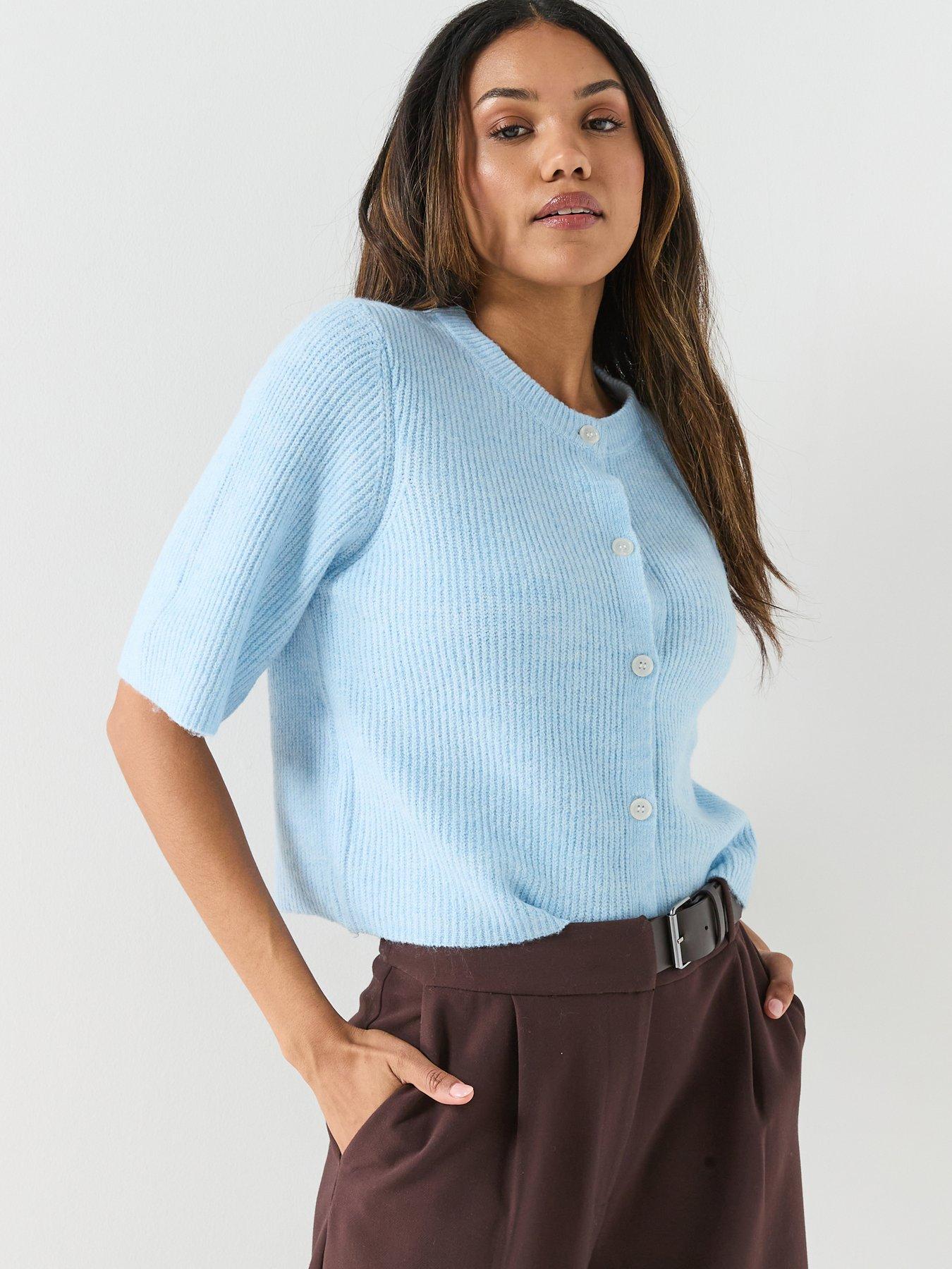 pieces-pcsilly-short-sleeve-knit-cardigan-bluefront
