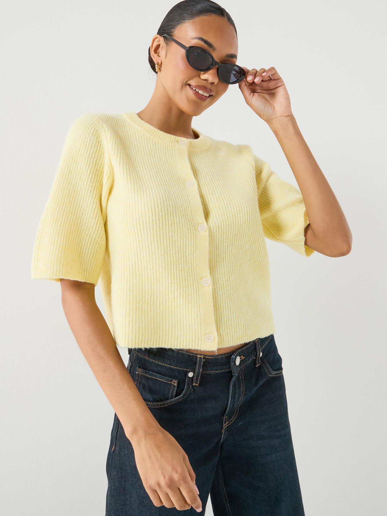 Image 1 of 5 of PIECES Pieces Button Up Knit Cardigan - Yellow