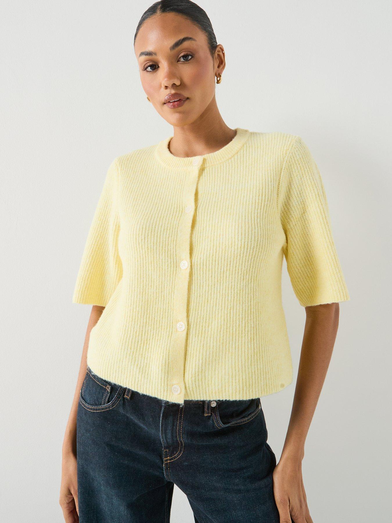 Image 5 of 5 of PIECES Pieces Button Up Knit Cardigan - Yellow