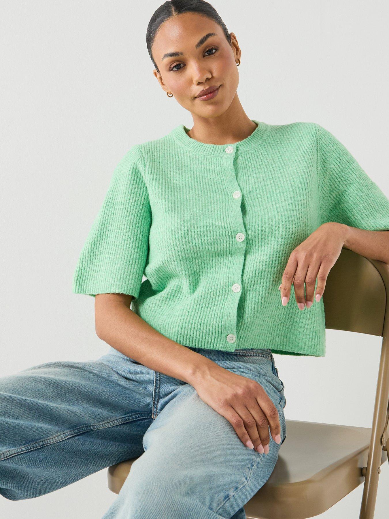 Image 1 of 5 of PIECES Pieces Button Up Knit Cardigan - Green