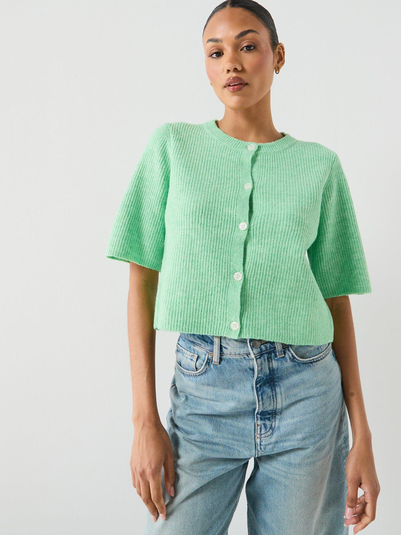 Image 5 of 5 of PIECES Pieces Button Up Knit Cardigan - Green
