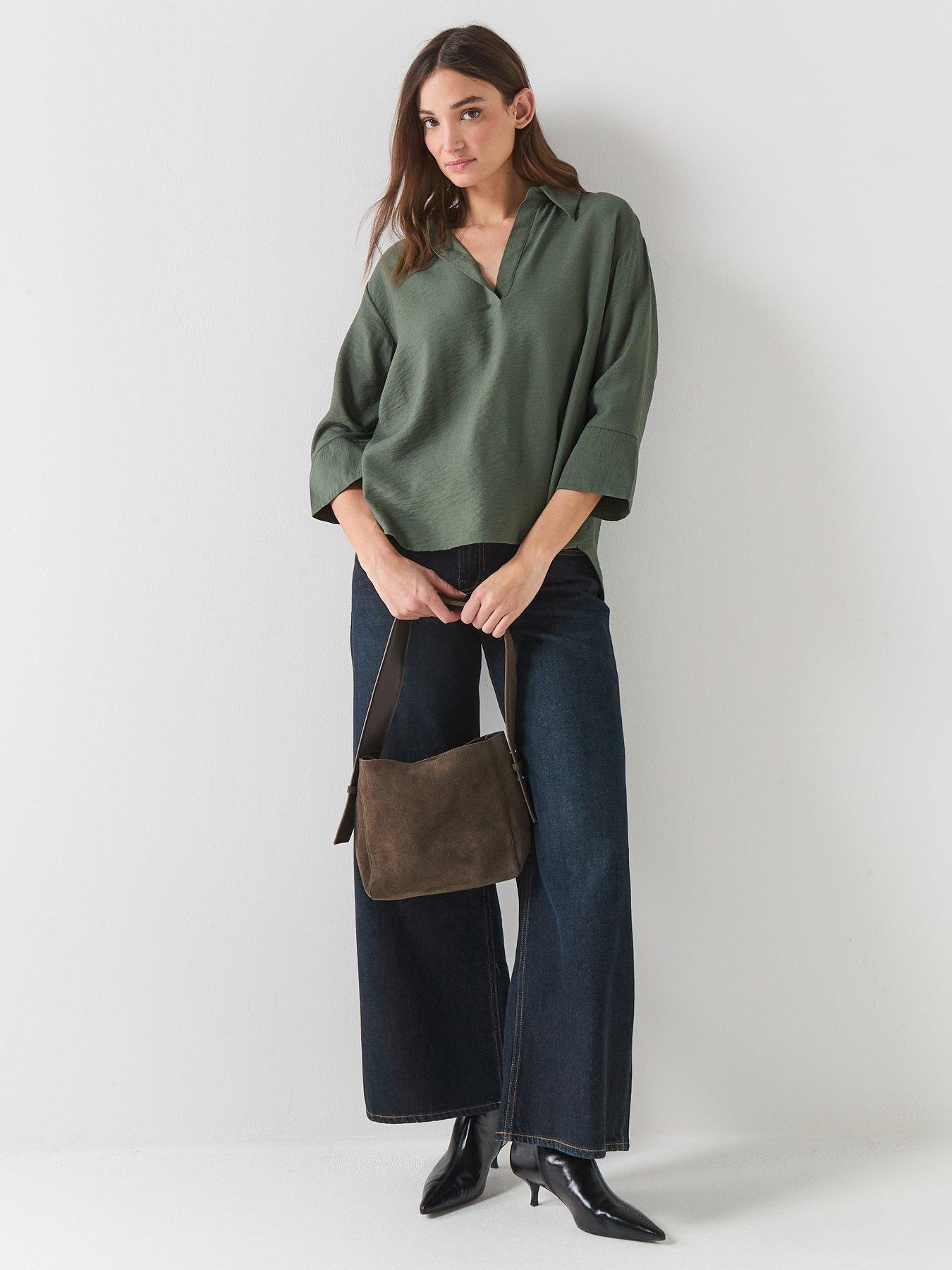 jdy-34-sleeve-v-neck-collar-blouse-greenback