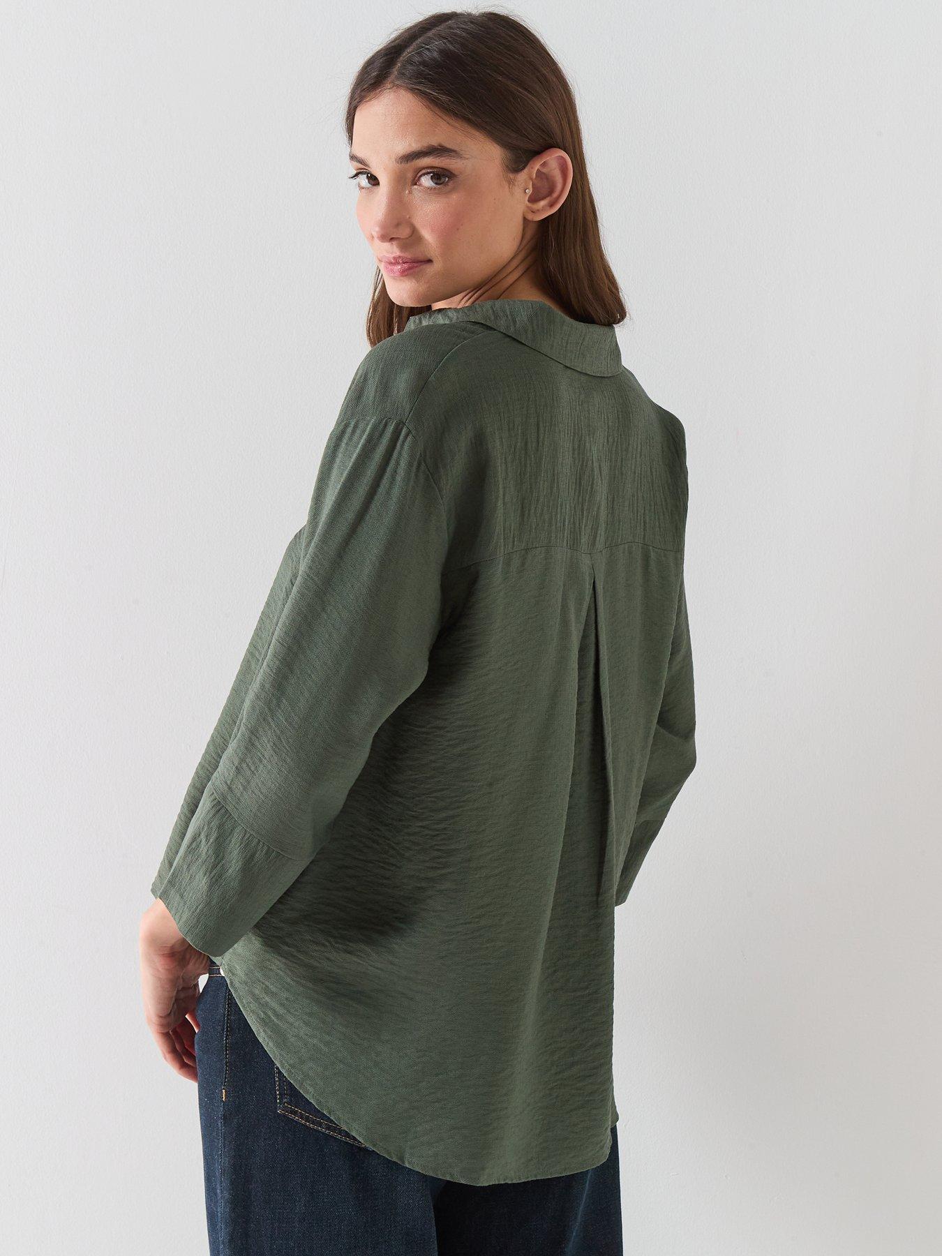 jdy-34-sleeve-v-neck-collar-blouse-greendetail