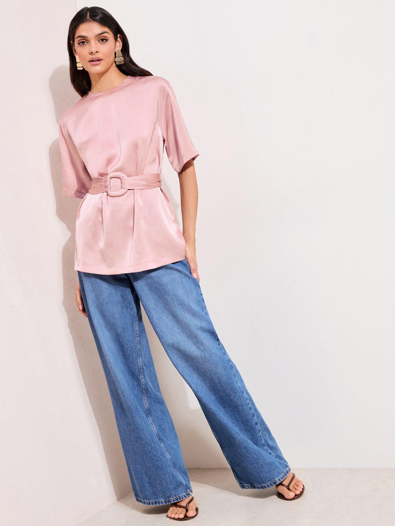 Friends Like These Covered Buckle Longline Top - Pink