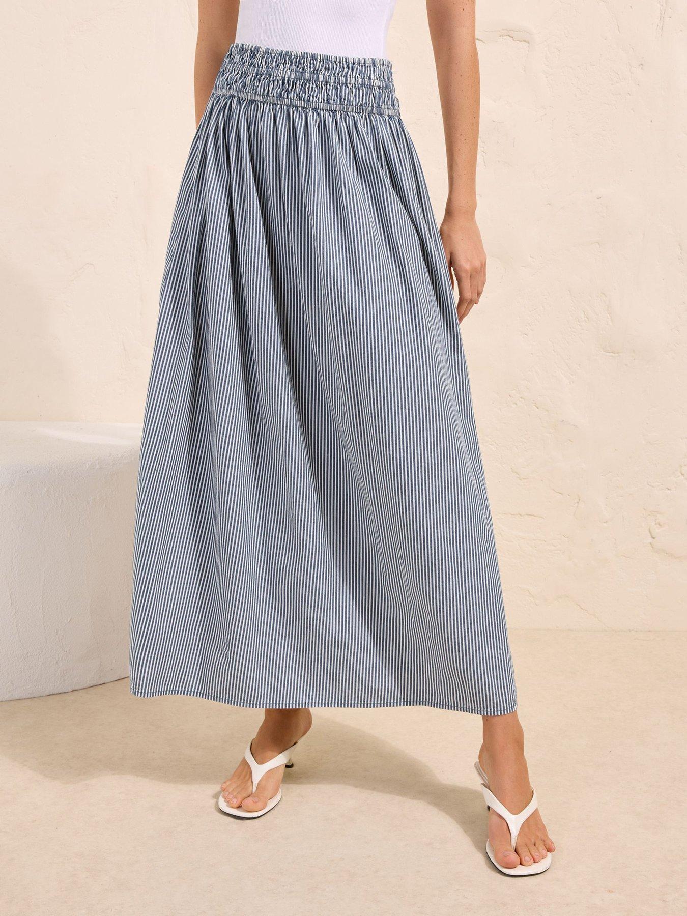 Friends Like These Shirred Waist Maxi Skirt - Blue