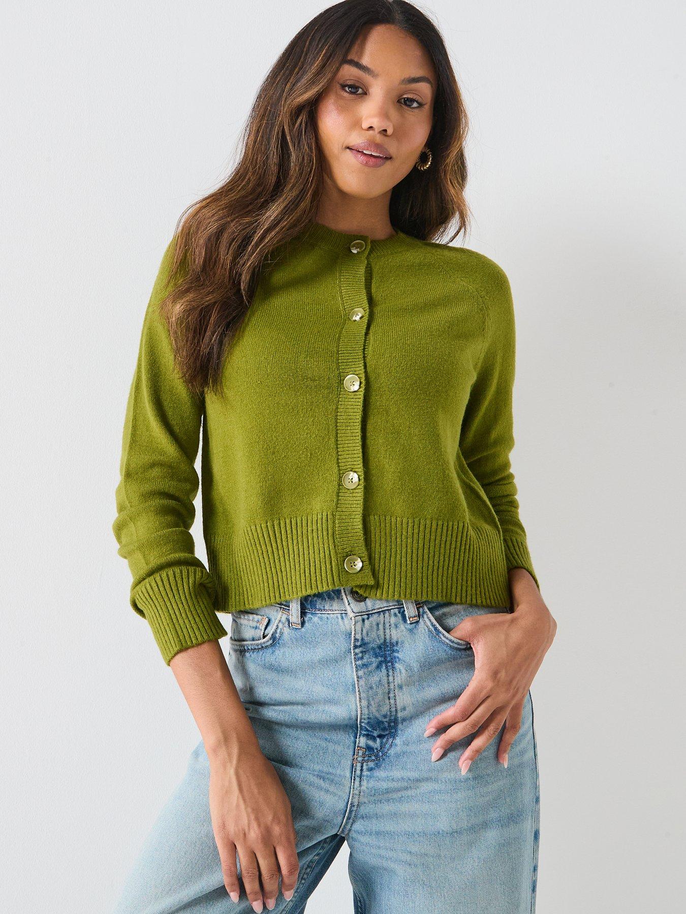 only-long-sleeve-cropped-cardigan-greenfront
