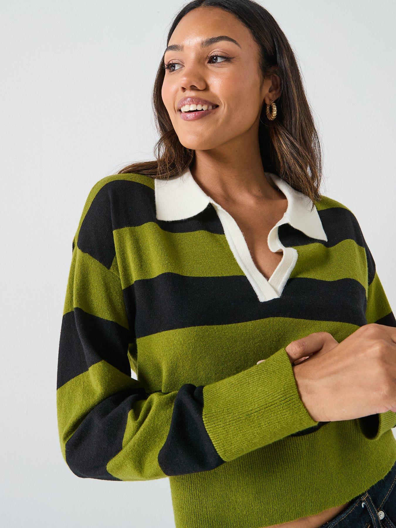 only-long-sleeve-striped-knitted-polo-top-greendetail