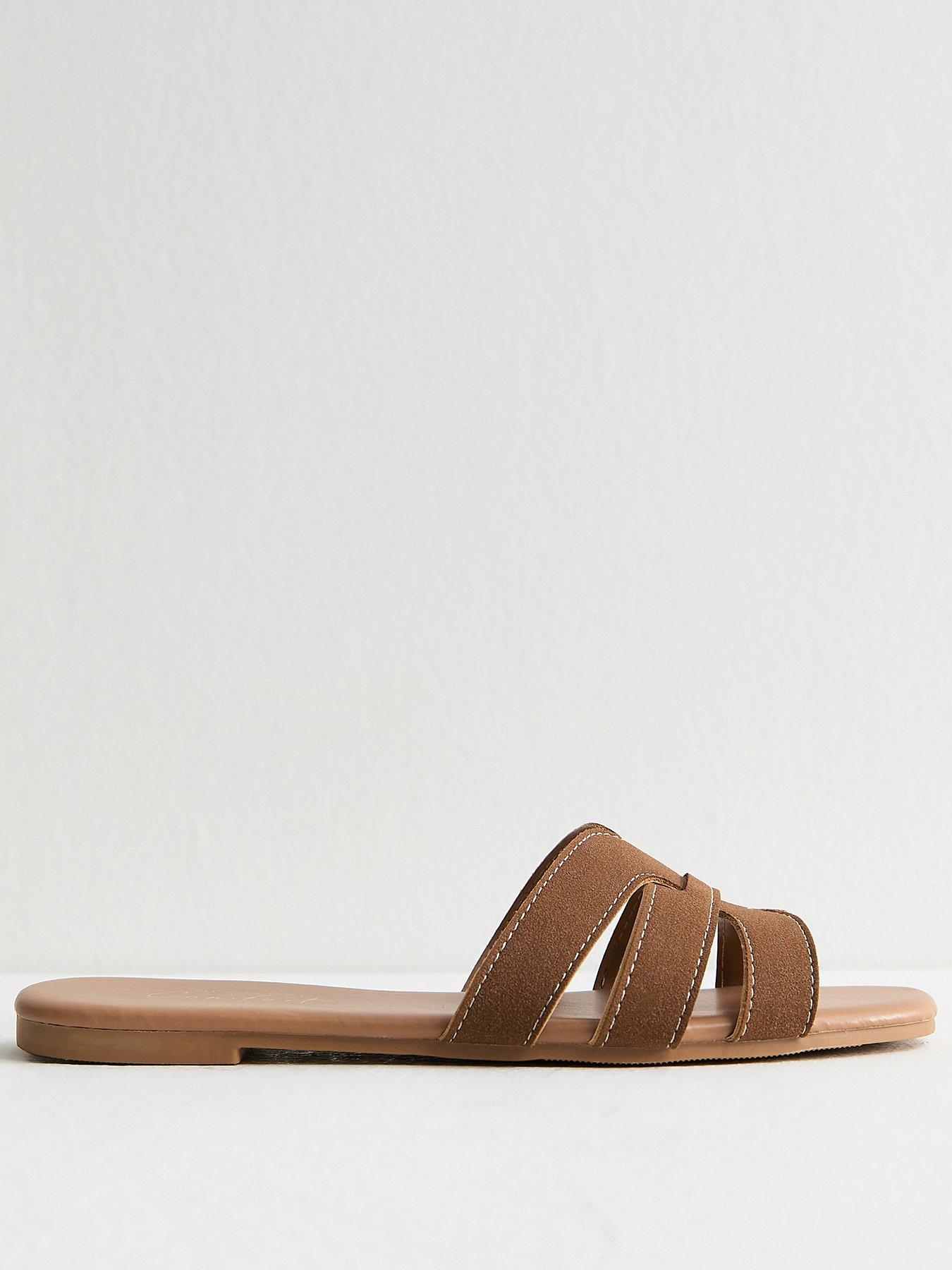 new-look-faux-suede-interwoven-strap-flat-mule-sandals-brownstillFront