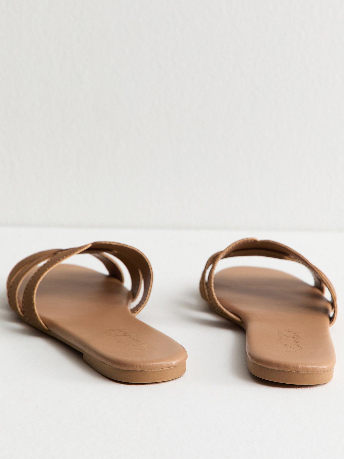 new-look-faux-suede-interwoven-strap-flat-mule-sandals-brownoutfit