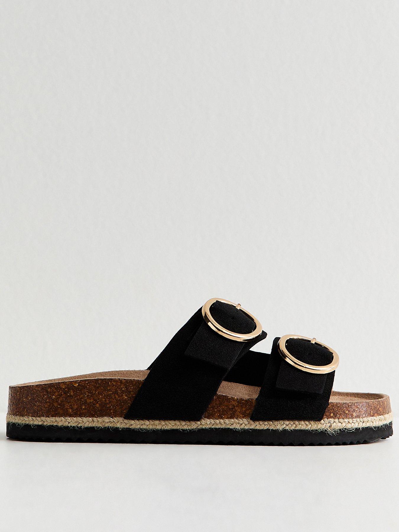 new-look-wide-fit-faux-suede-round-buckle-sandals-black