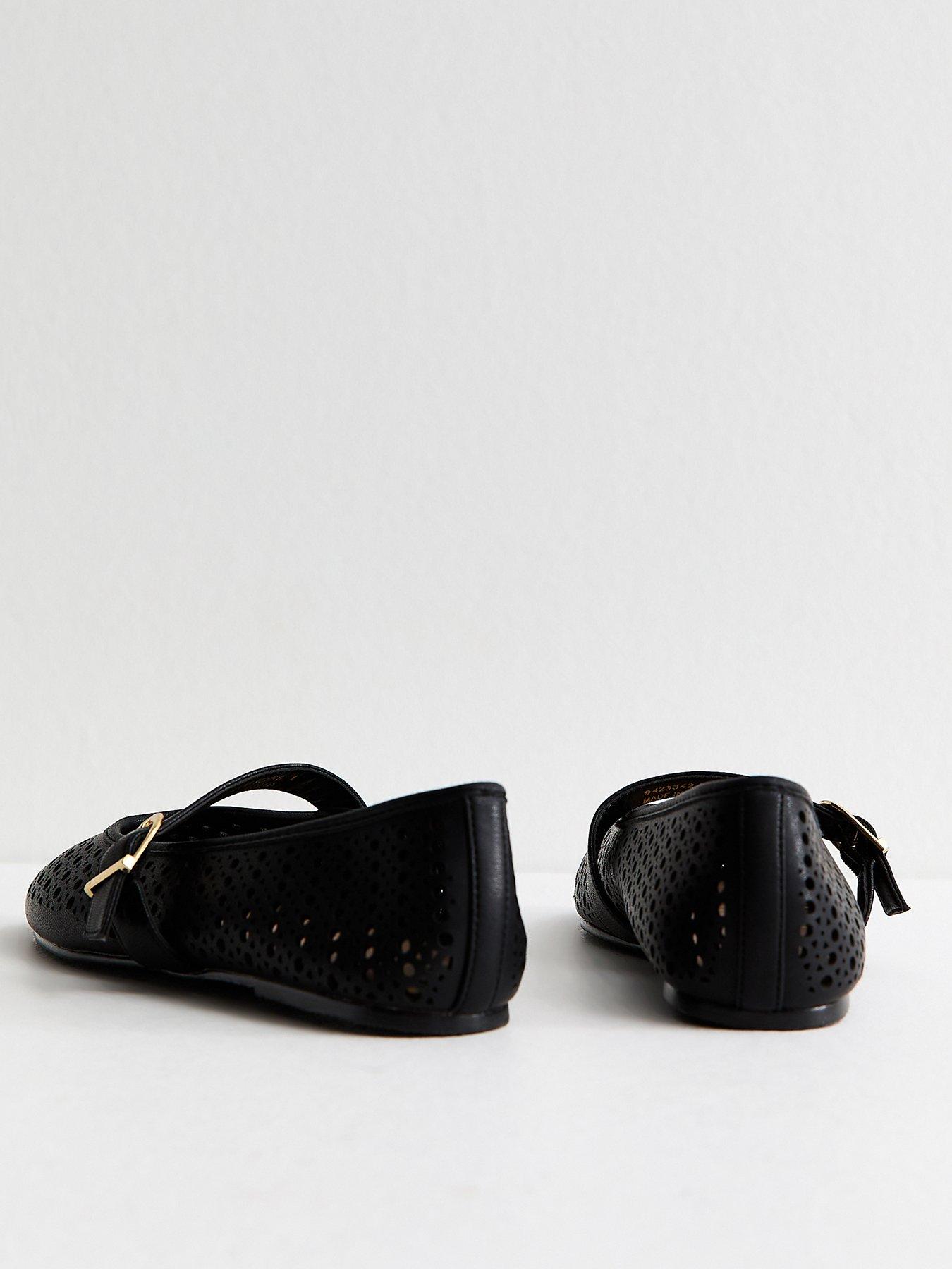 New Look Faux Leather Lazor Cut Mary Jane Shoes - Black | Very Ireland