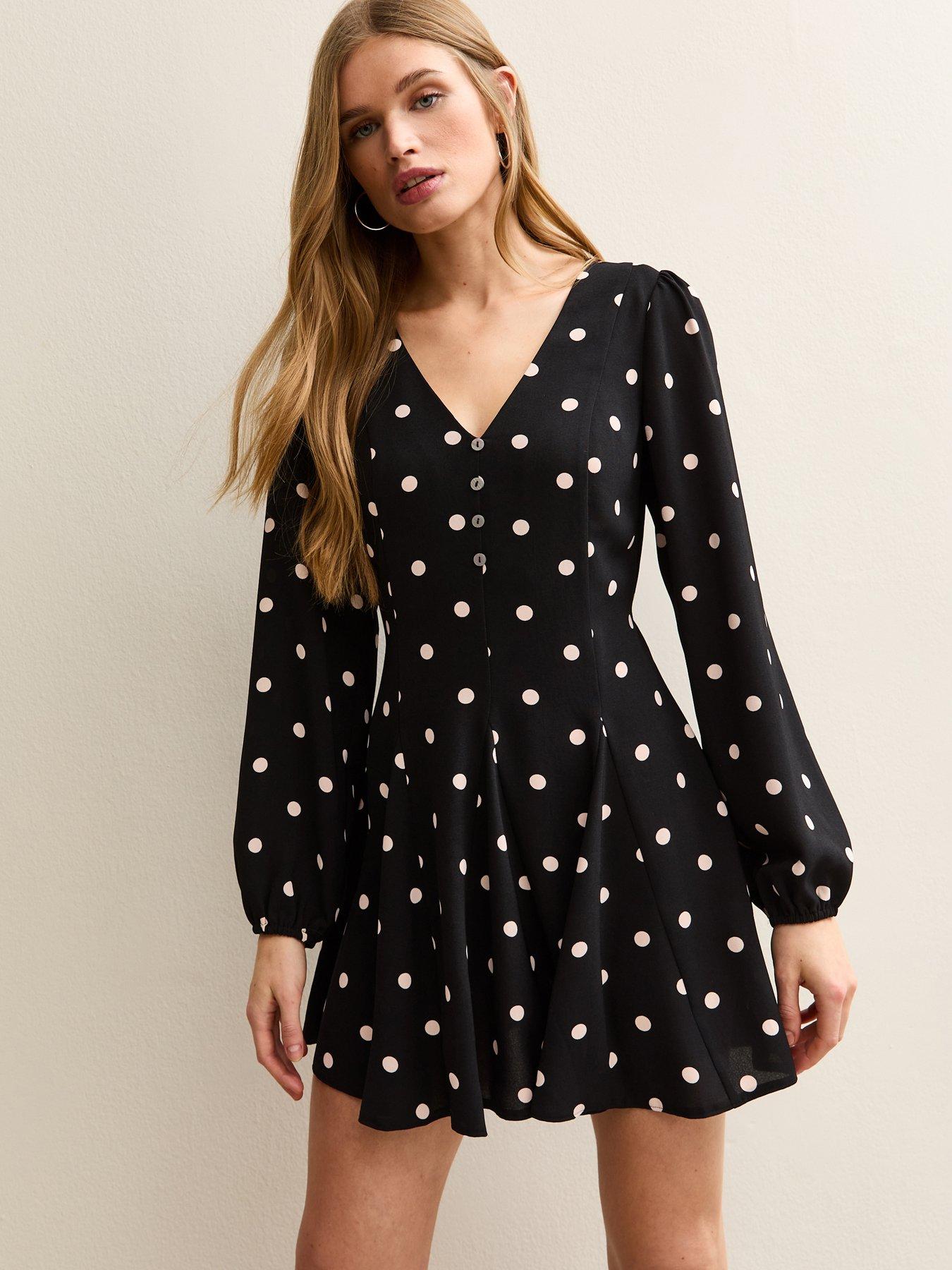 new-look-back-polka-dot-long-sleeve-mini-dress