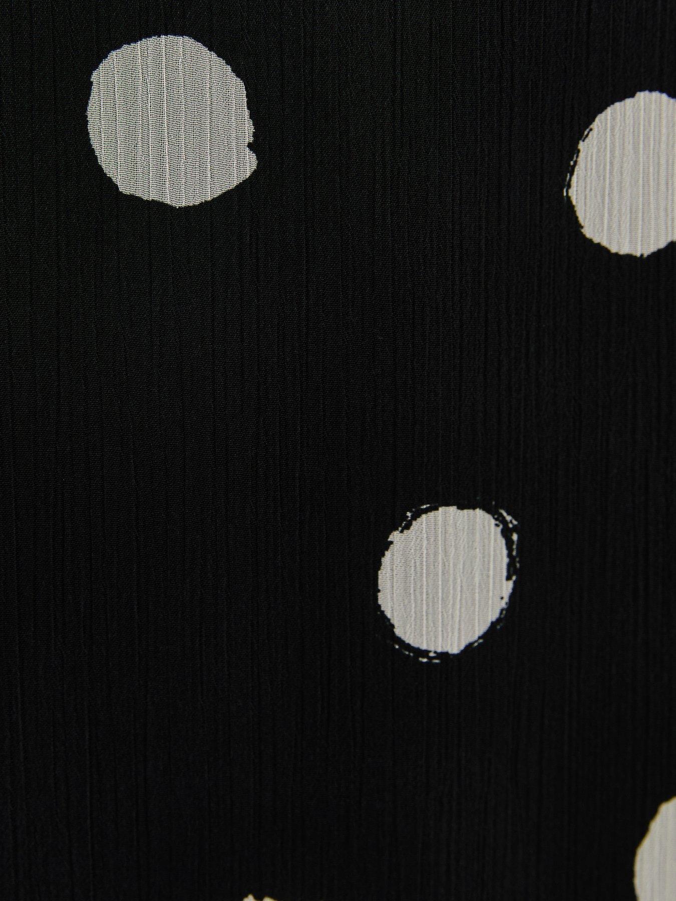 Image 5 of 5 of New Look Chiffon Polka Dot Bias Cut Midi Skirt - Black
