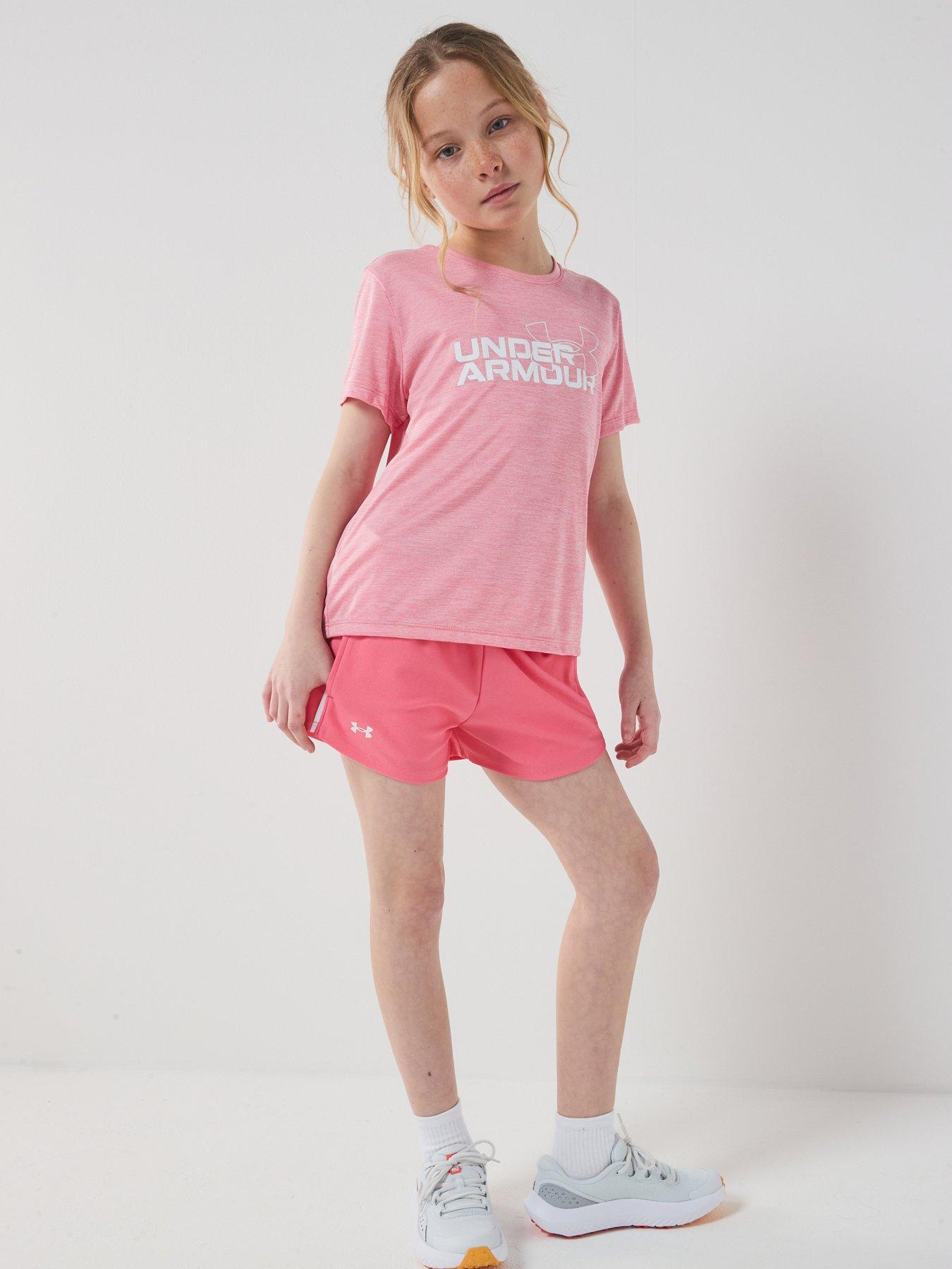 Image 1 of 7 of UNDER ARMOUR Junior Girls Training Tech Play Up Short - Pink
