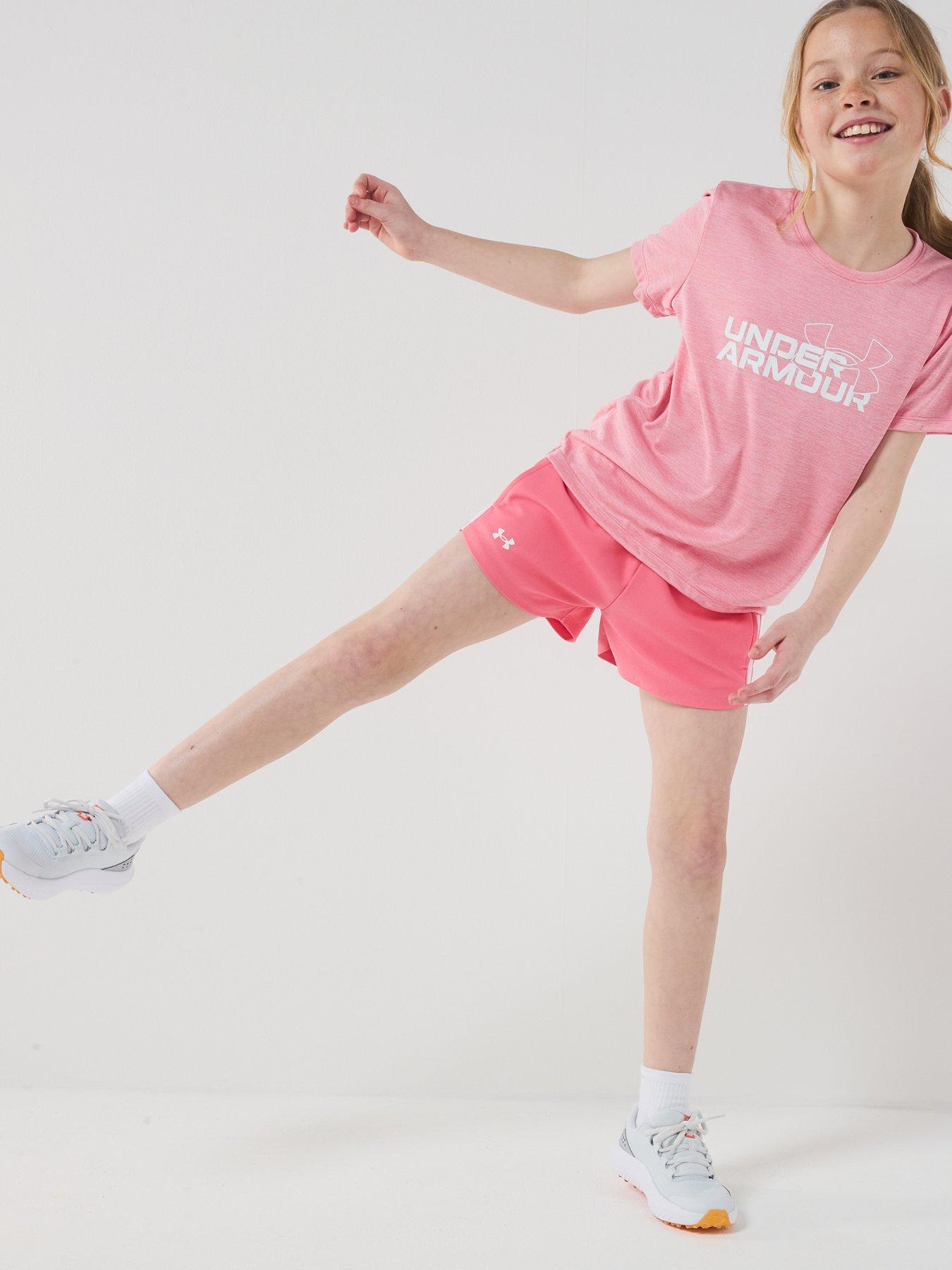 Image 5 of 7 of UNDER ARMOUR Junior Girls Training Tech Play Up Short - Pink