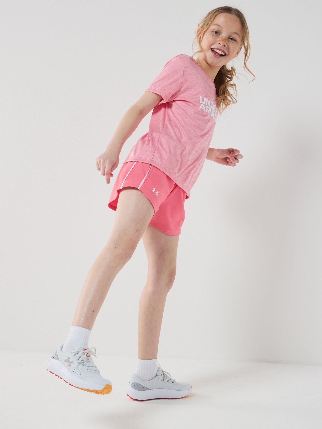 Image 6 of 7 of UNDER ARMOUR Junior Girls Training Tech Play Up Short - Pink
