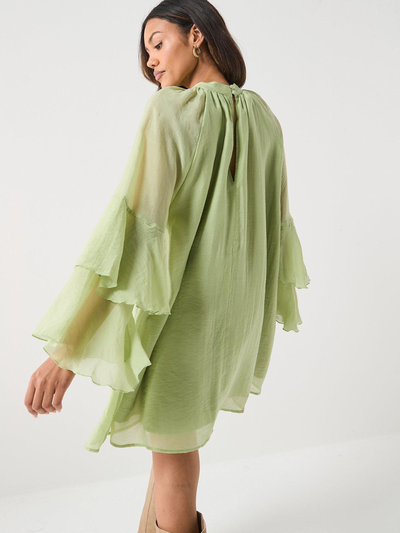 aware-valora-long-sleeve-high-neck-short-dress-greenstillFront