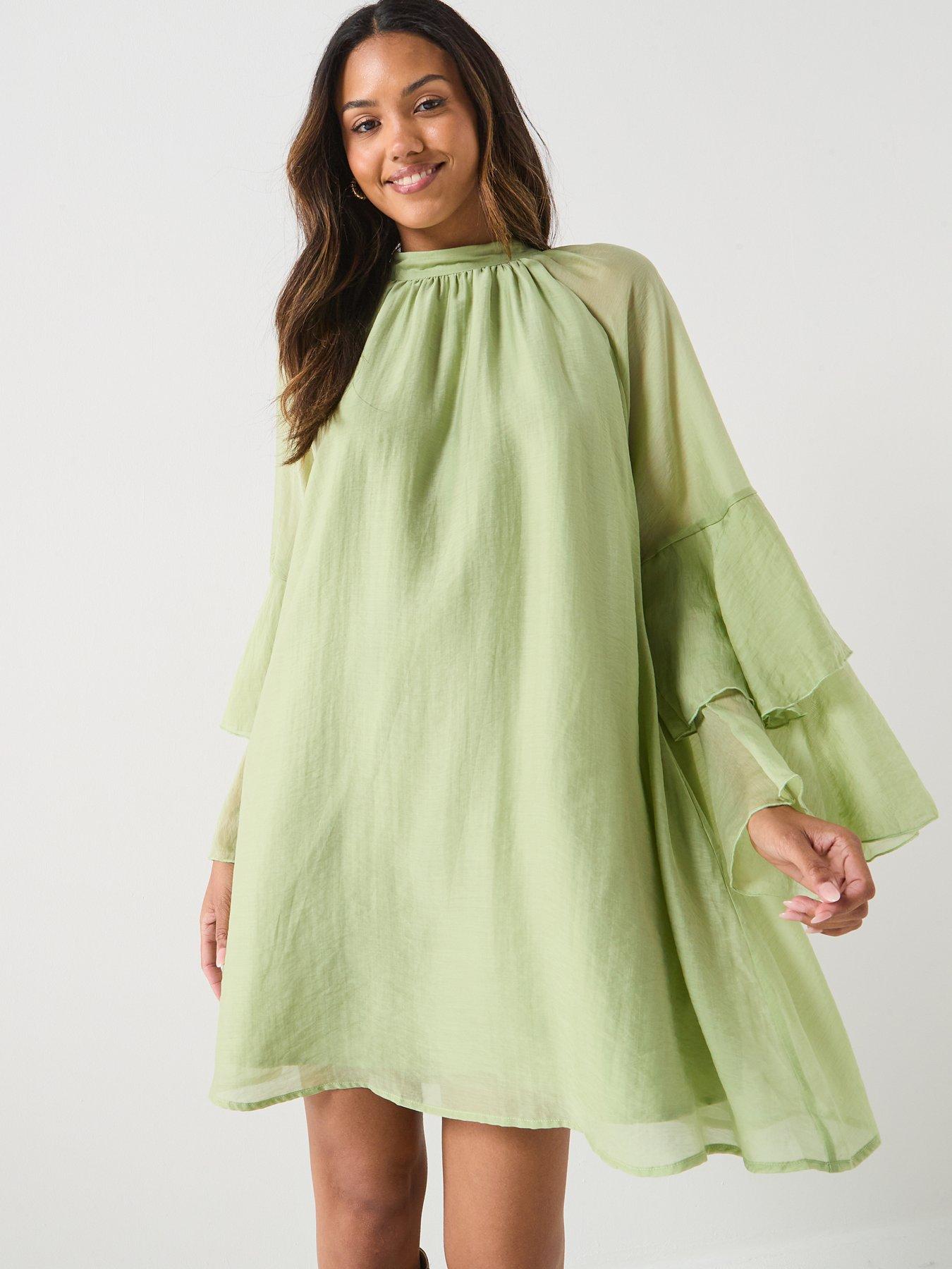 aware-valora-long-sleeve-high-neck-short-dress-greenoutfit