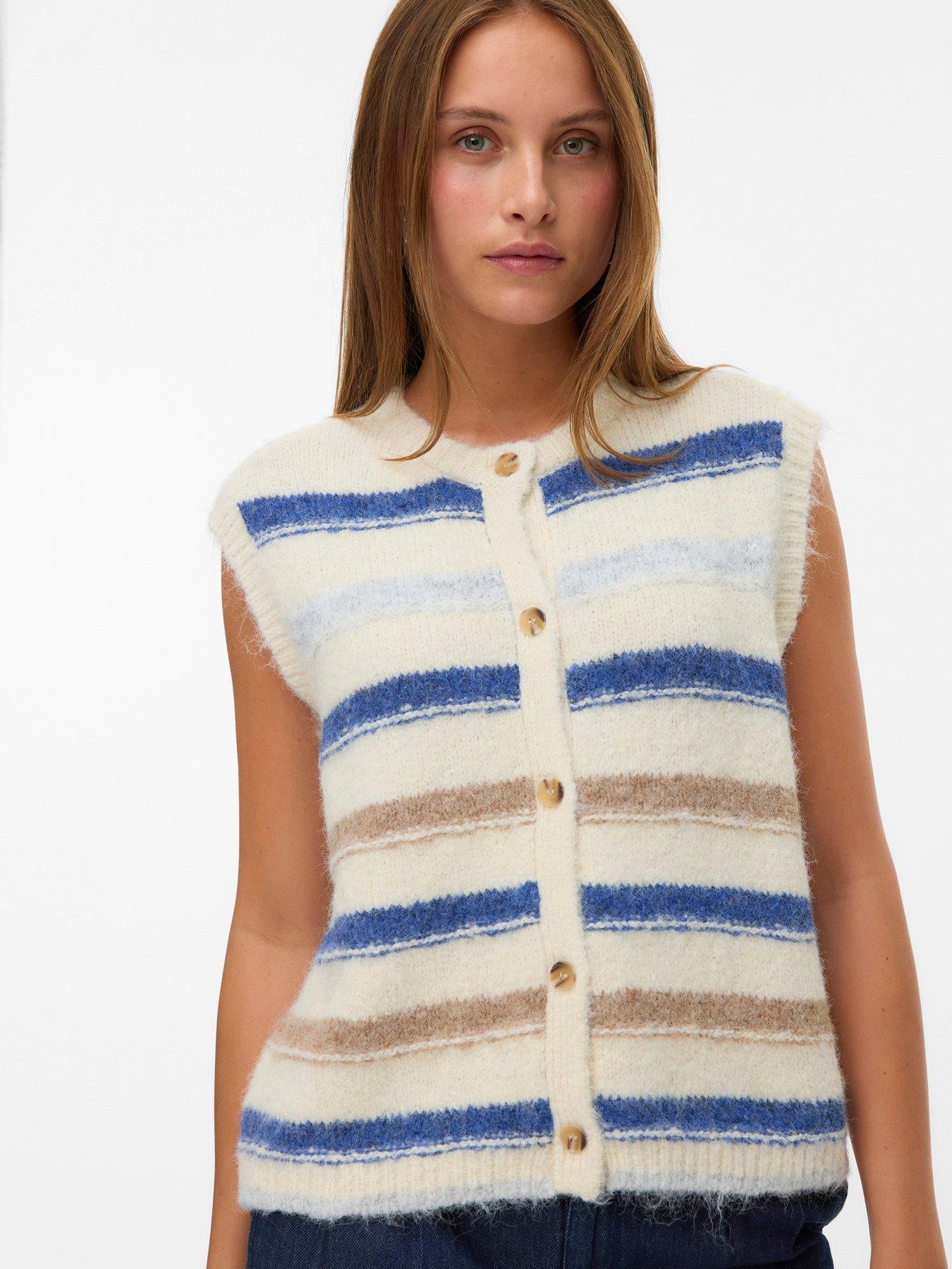 vero-moda-kira-sleeveless-stripe-knitted-vest-grey