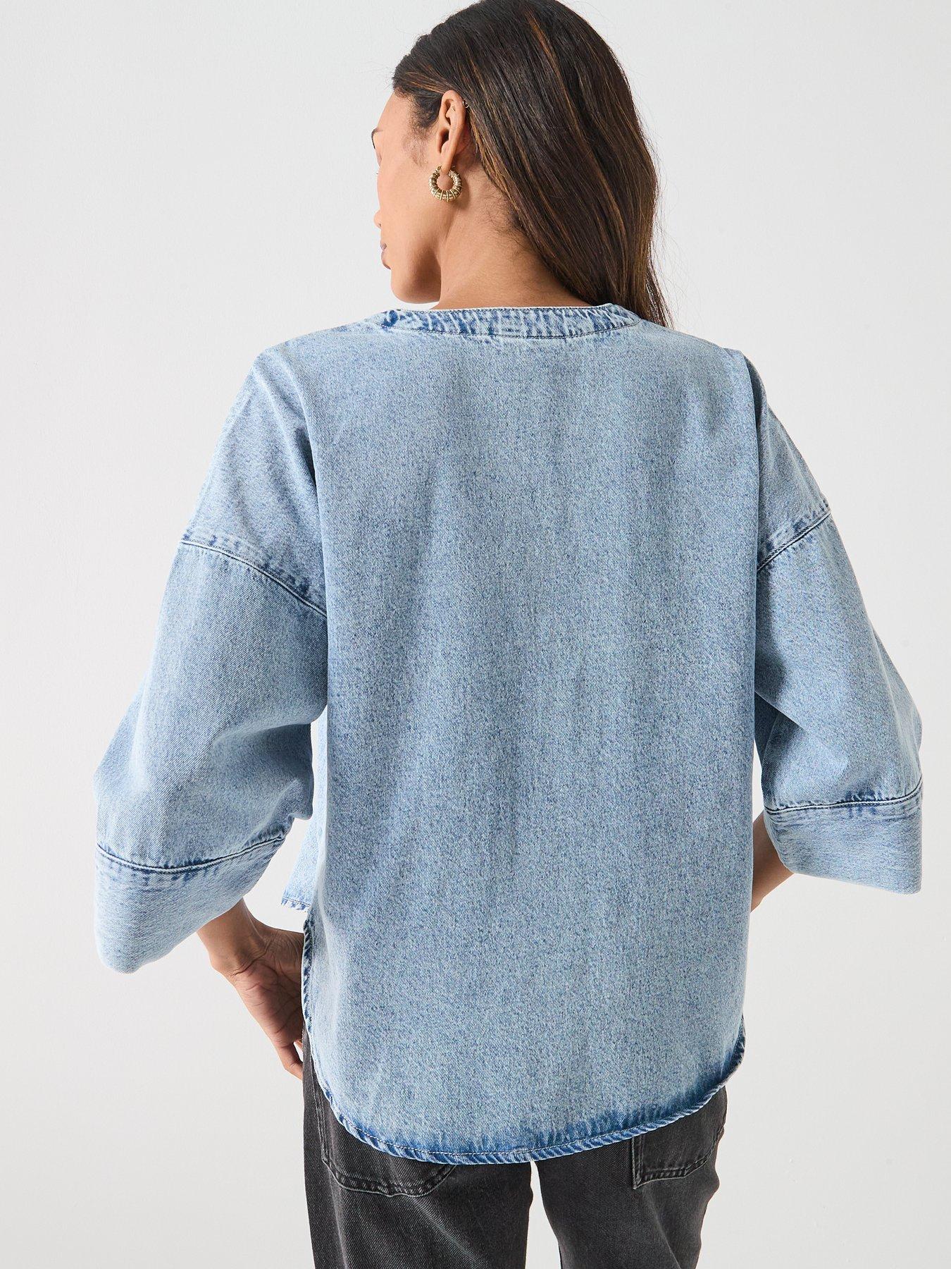 vero-moda-valeria-34-sleeve-shirt-bluestillFront