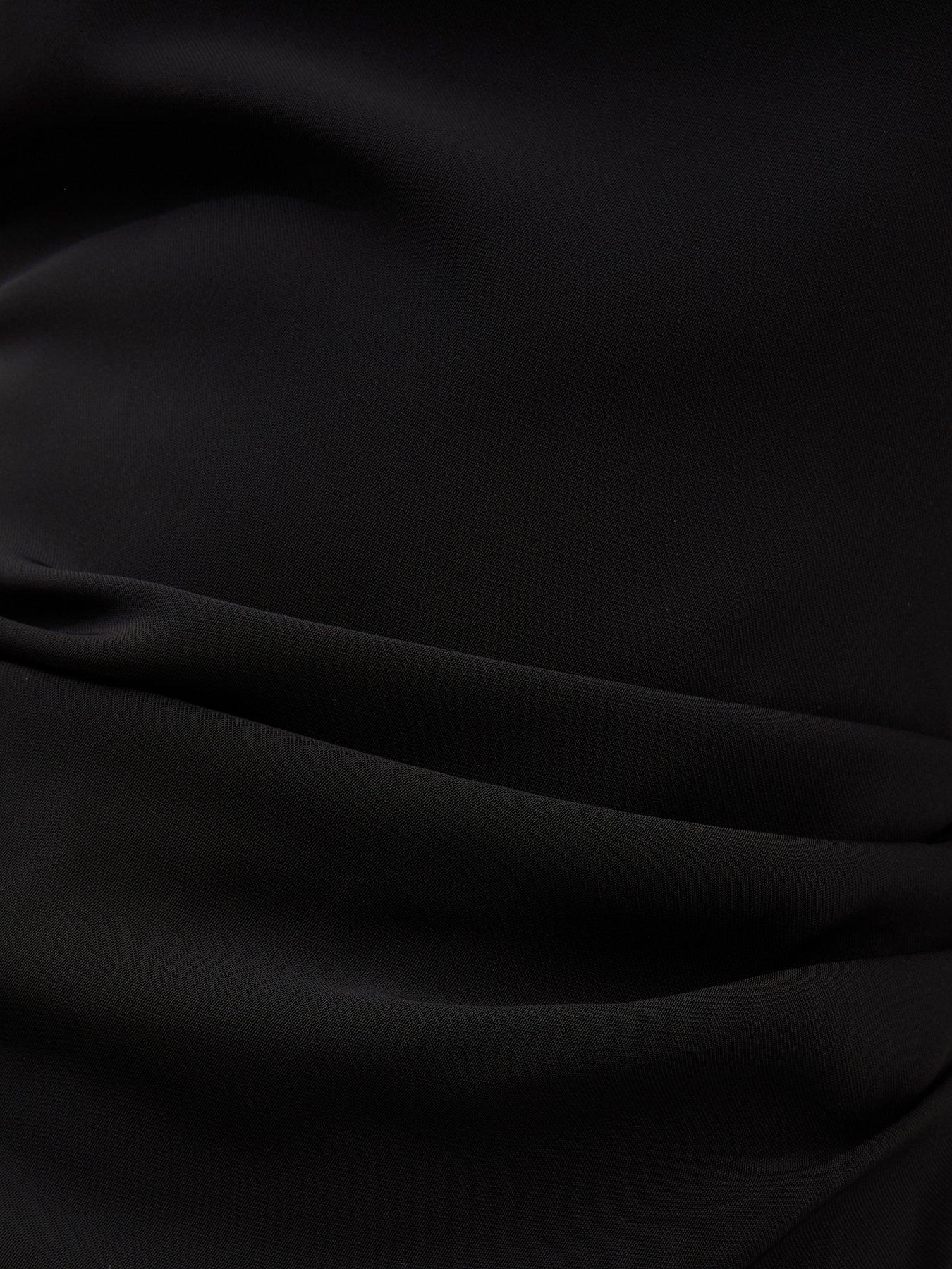 Image 5 of 5 of New Look Ruched Waist Short Sleeve Midi Dress - Black