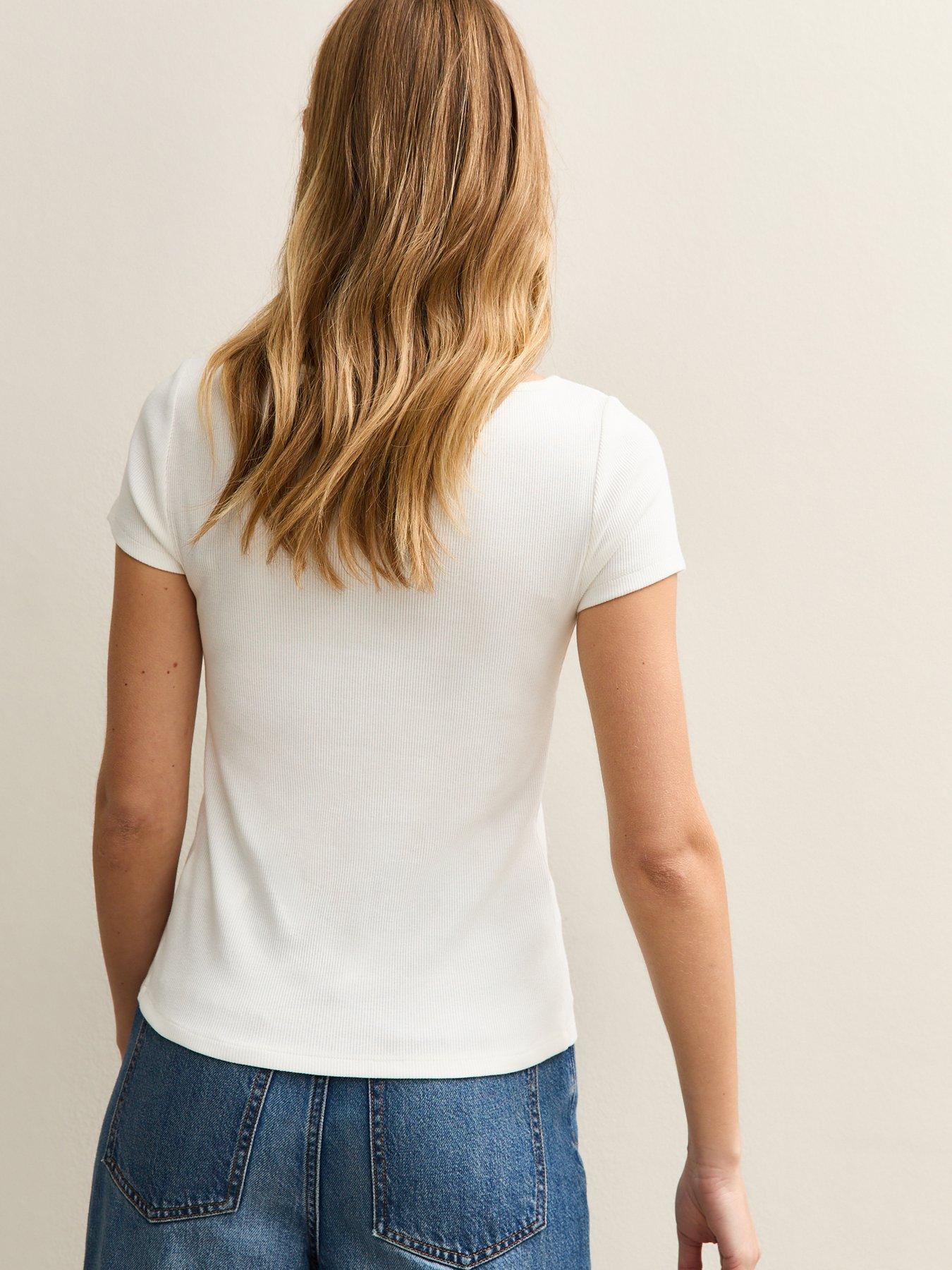Image 2 of 5 of New Look Popper Through Top - White