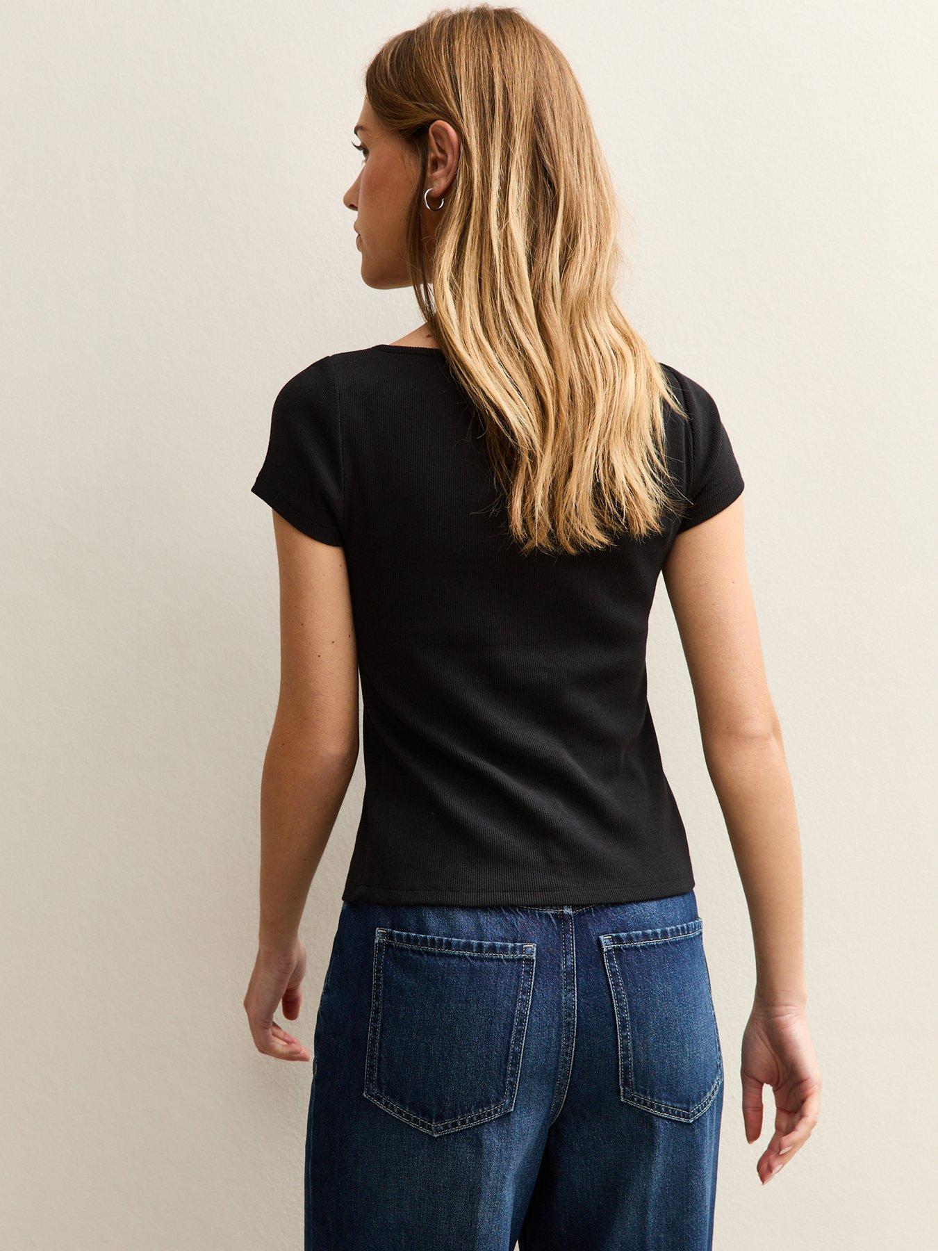 Image 2 of 5 of New Look Popper Through Top - Black