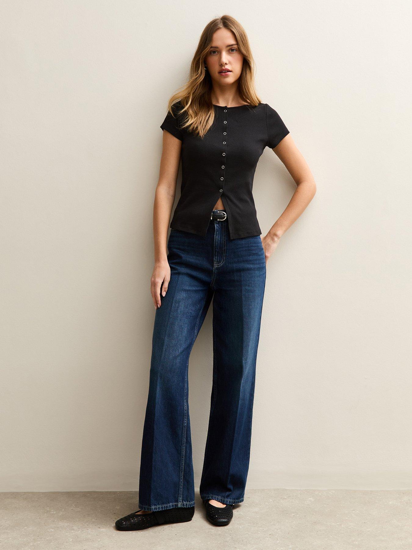 Image 3 of 5 of New Look Popper Through Top - Black