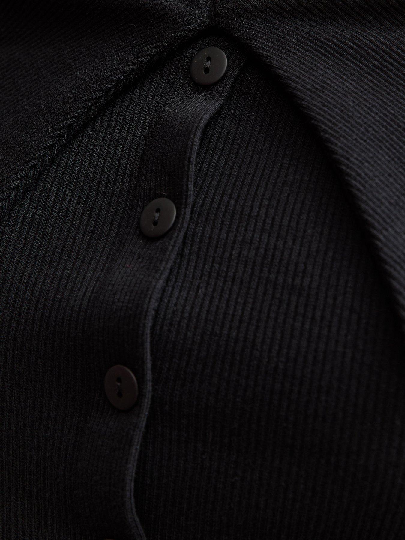 new-look-folded-bardot-neck-button-up-top-blackdetail
