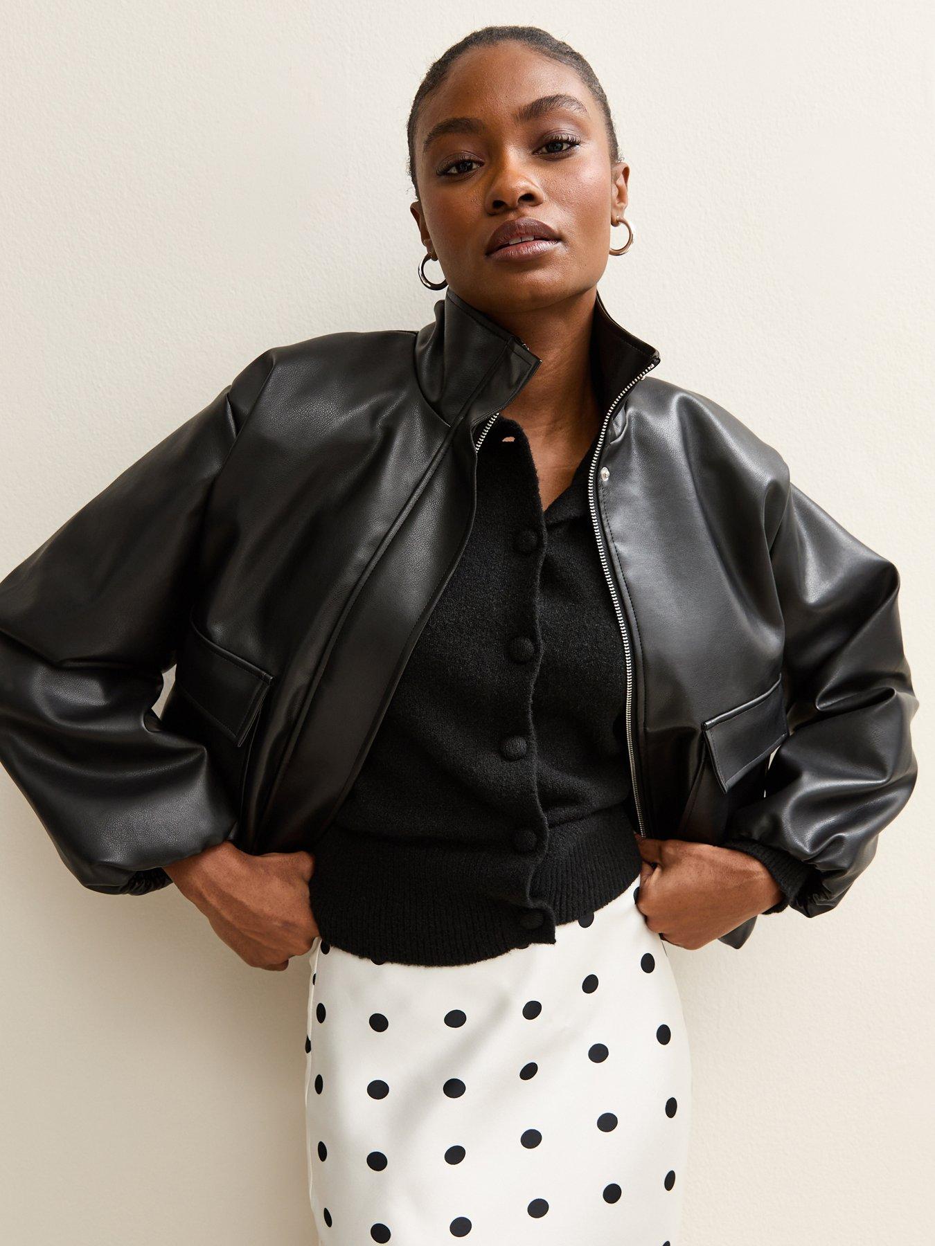 new-look-funnel-neck-faux-leather-bomber-jacket-black