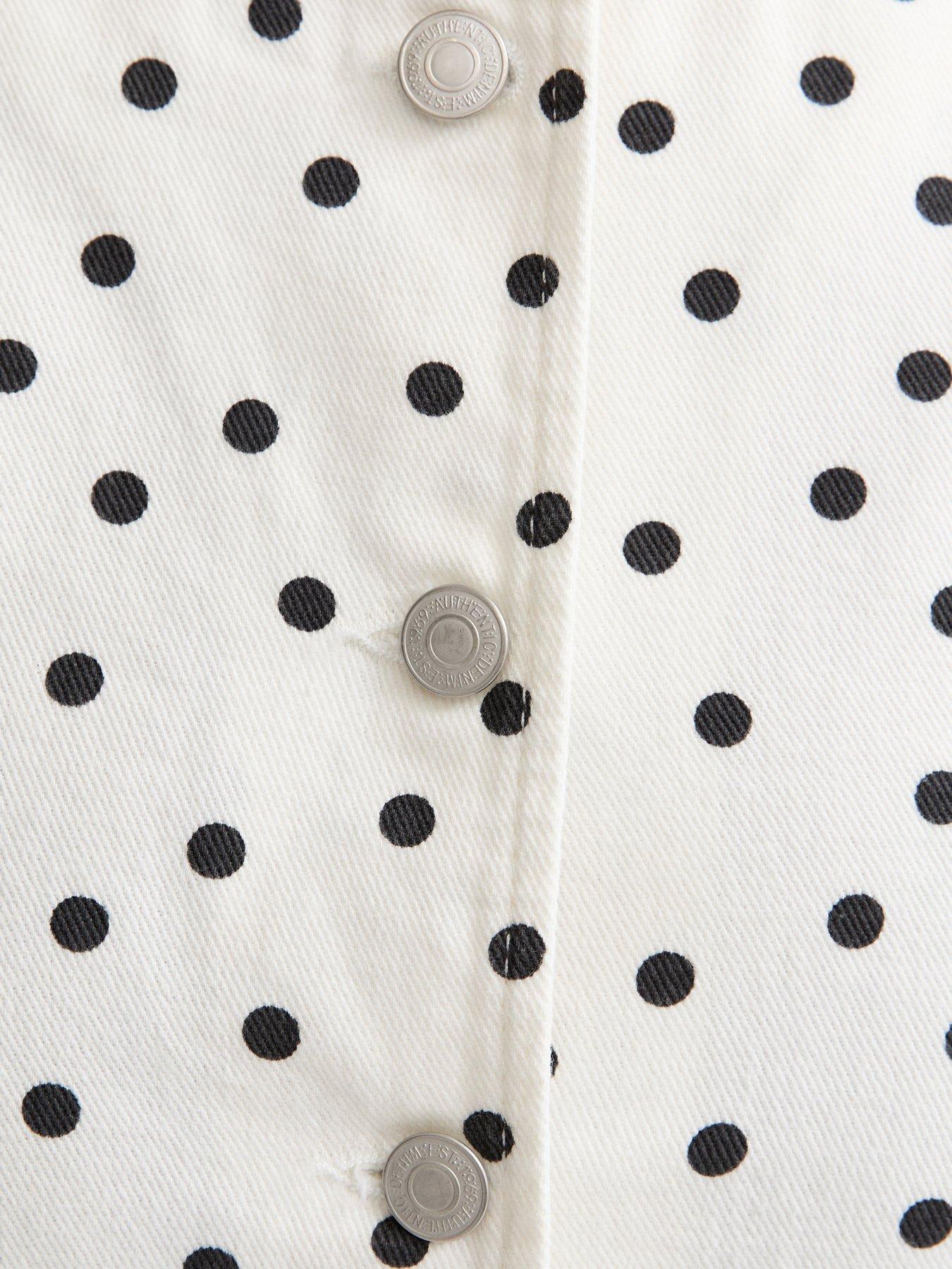Image 5 of 5 of New Look White Denim Polka Dot Longline Waistcoat