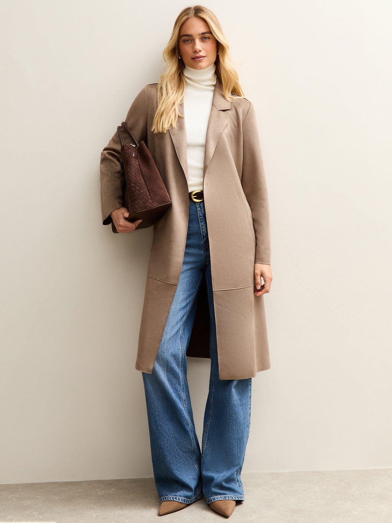 new-look-faux-suede-belted-duster-coat-lightnbspbrownfront