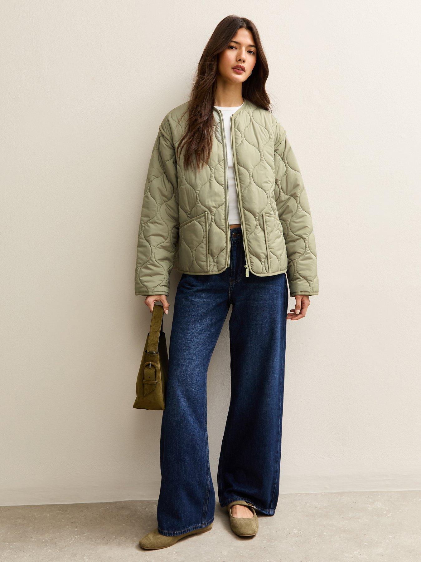 Image 3 of 6 of New Look Quilted Padded Jacket - Light Khaki