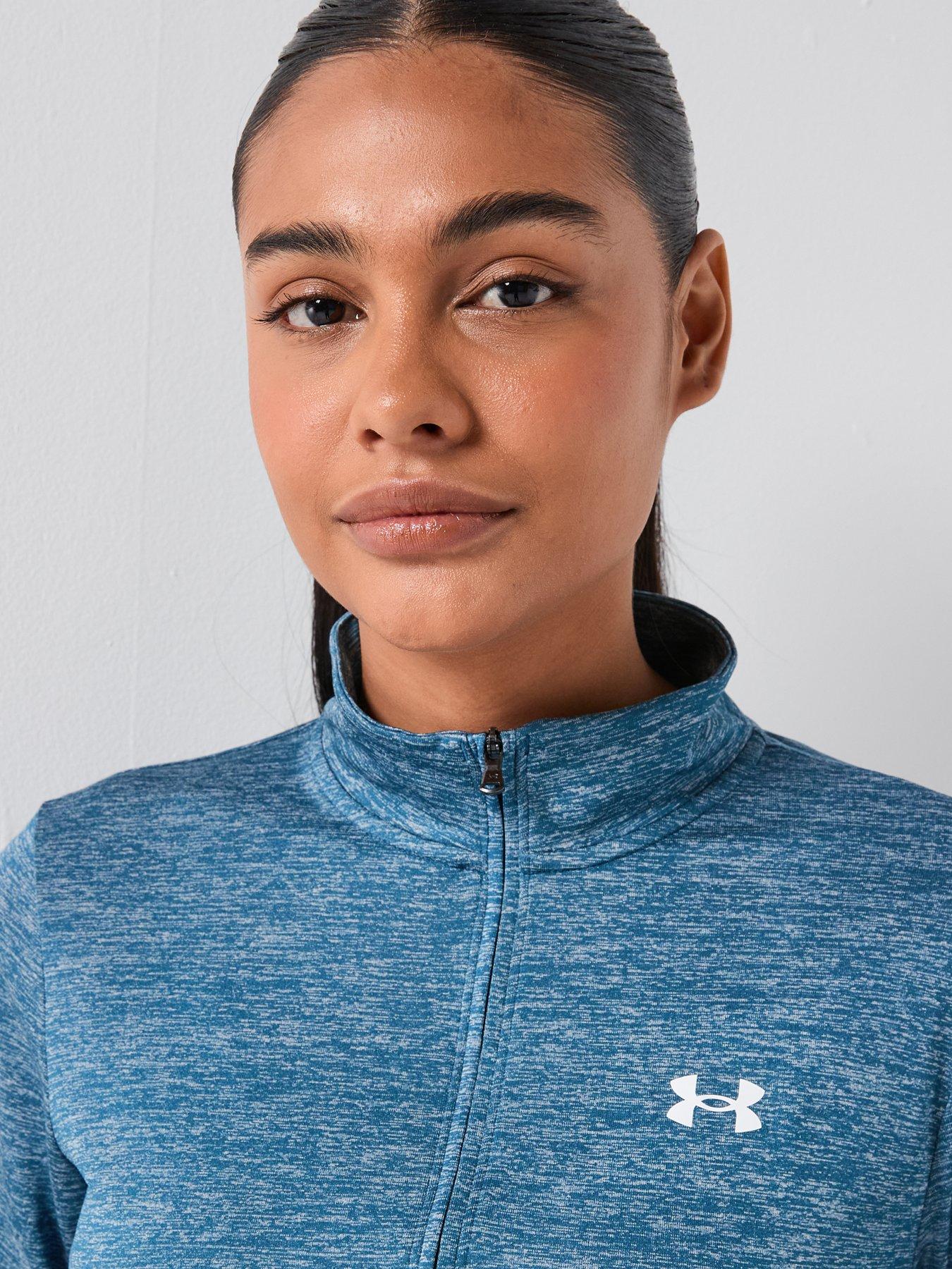 under-armour-womens-training-tech-twist-12-zip-top-blueoutfit