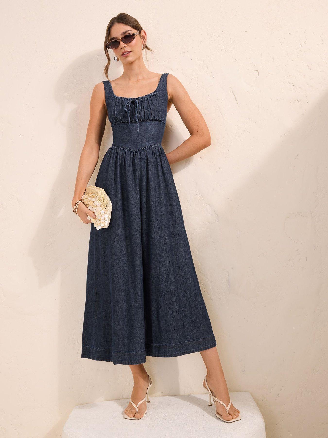 Friends Like These Angled Waist Vest Midaxi - Dark Blue