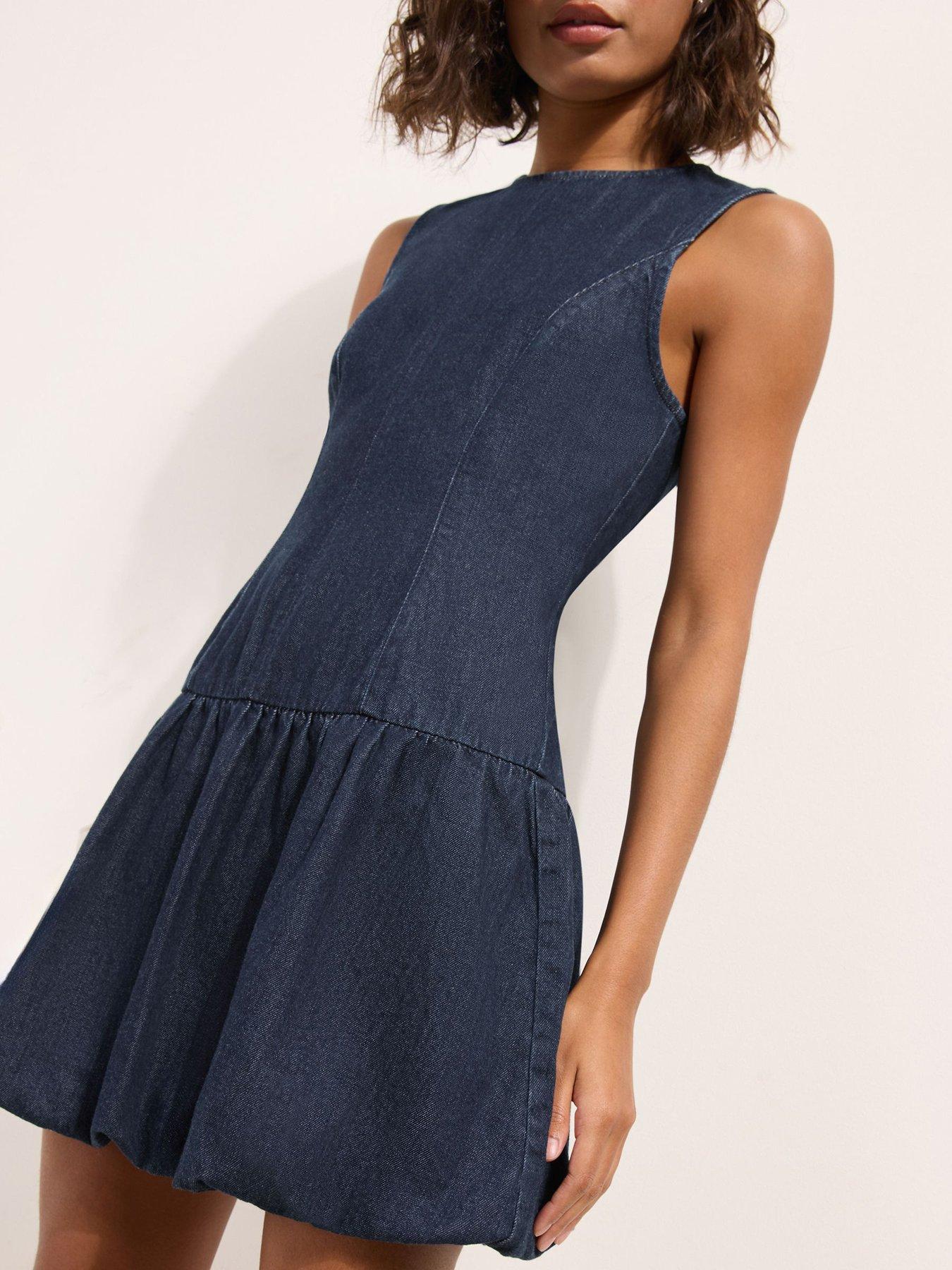 Image 4 of 4 of Friends Like These Bubble Hem Drop Waist Dress - Blue