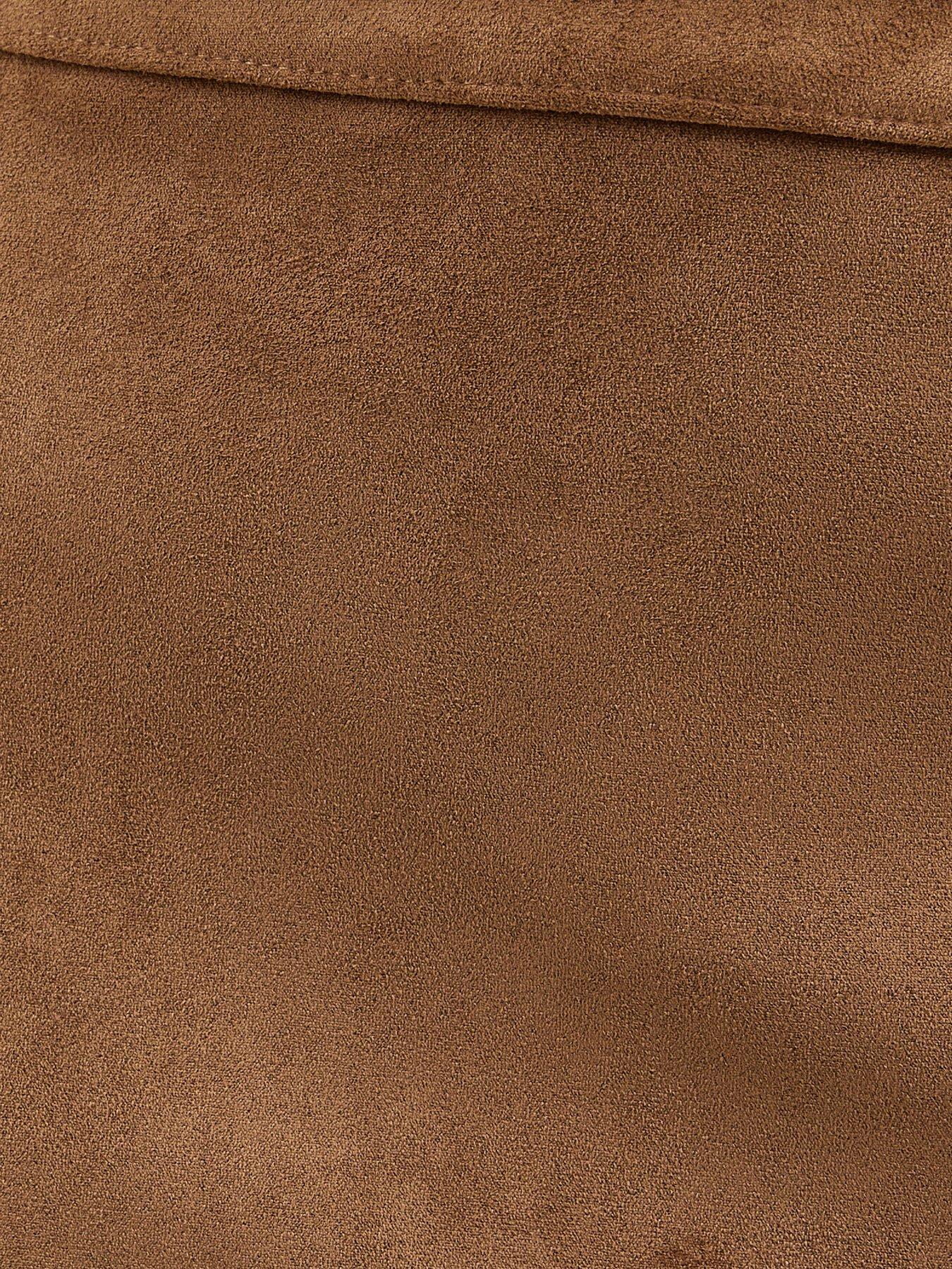 Image 5 of 5 of New Look Tan Faux Suede A-line Mini Skirt